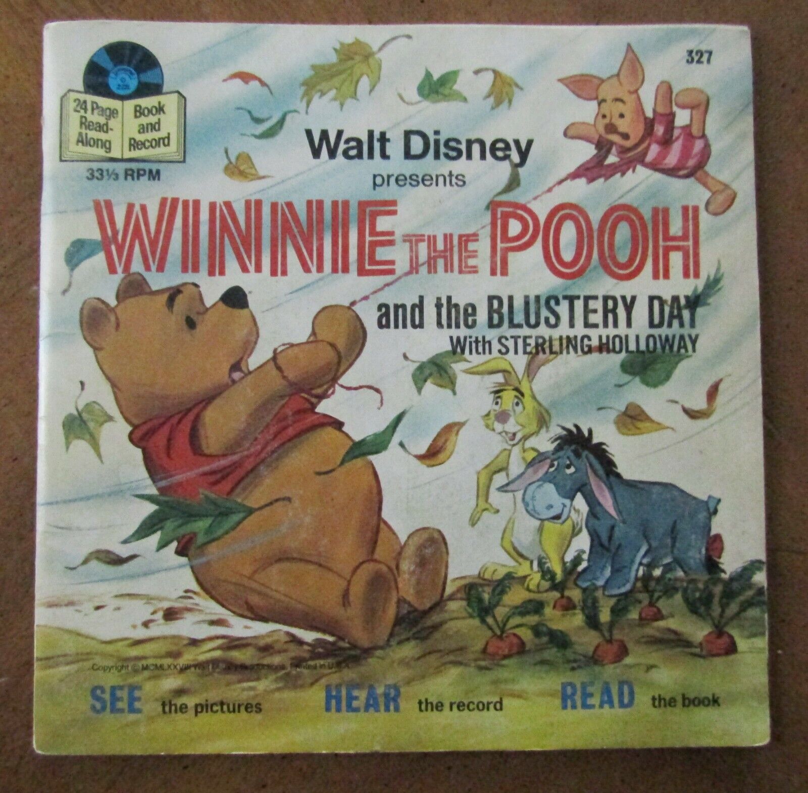 Walt Disney WINNIE THE POOH AND THE BLUSTERY DAY w/ RECORD SC 1978 Holloway