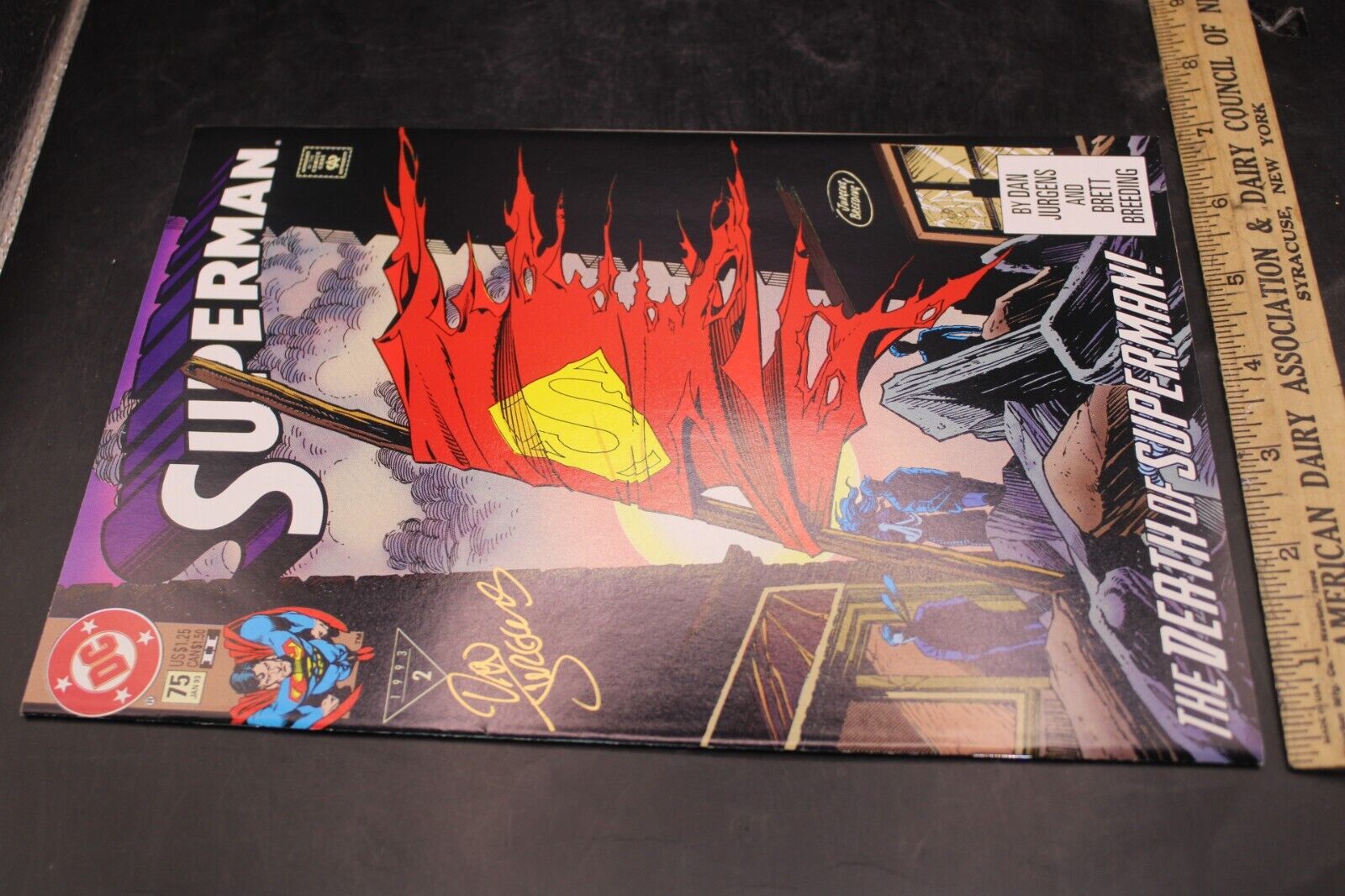 Superman #75 2nd Printing Variant signed by Dan Jurgens Doomsday F9A