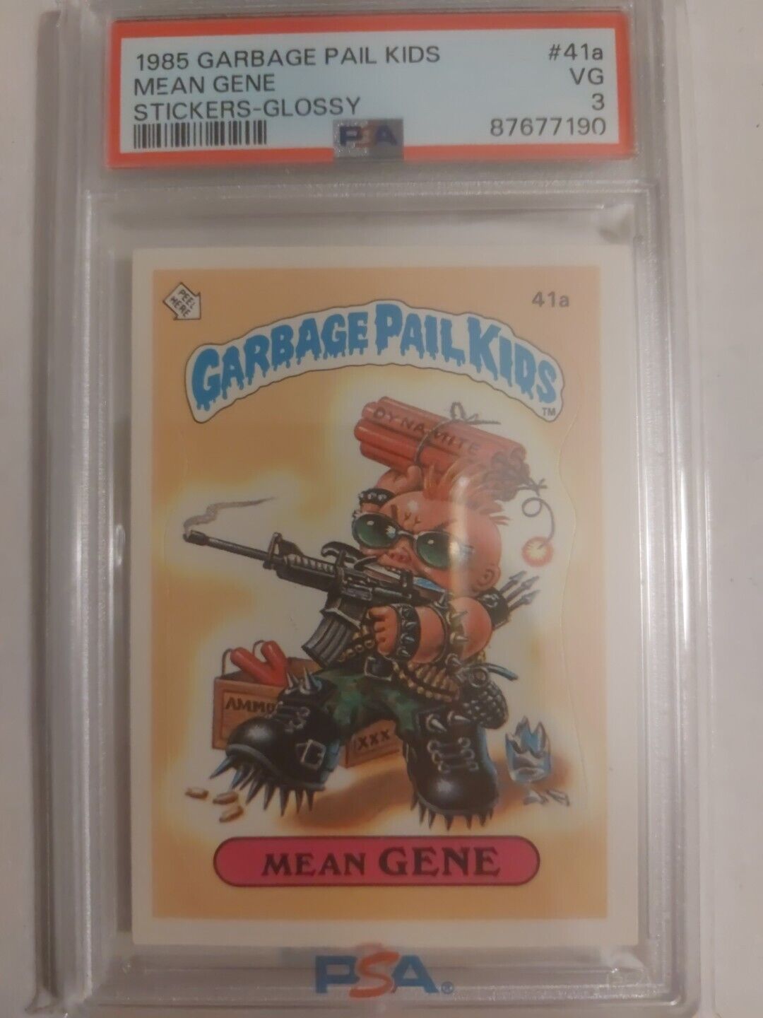 1985 Topps Garbage Pail Kids Series 1 Glossy Mean Gene #41a PSA 3