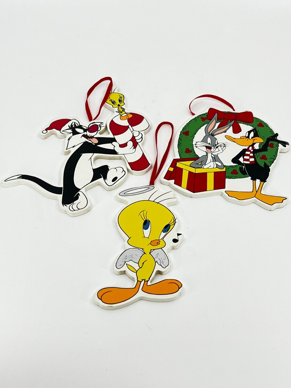 3 Vintage Looney Tunes Ornaments Wooden 1996 Kurt Adler