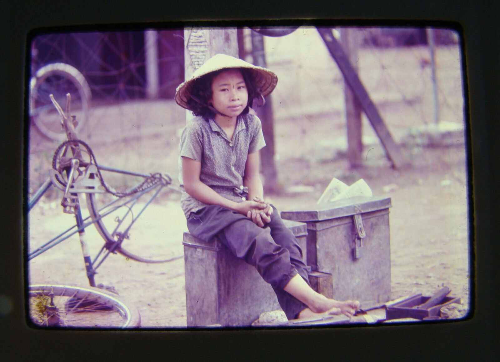 1967 Saigon Vietnamese Girl 35mm Color Slide Photo Vietnam War old