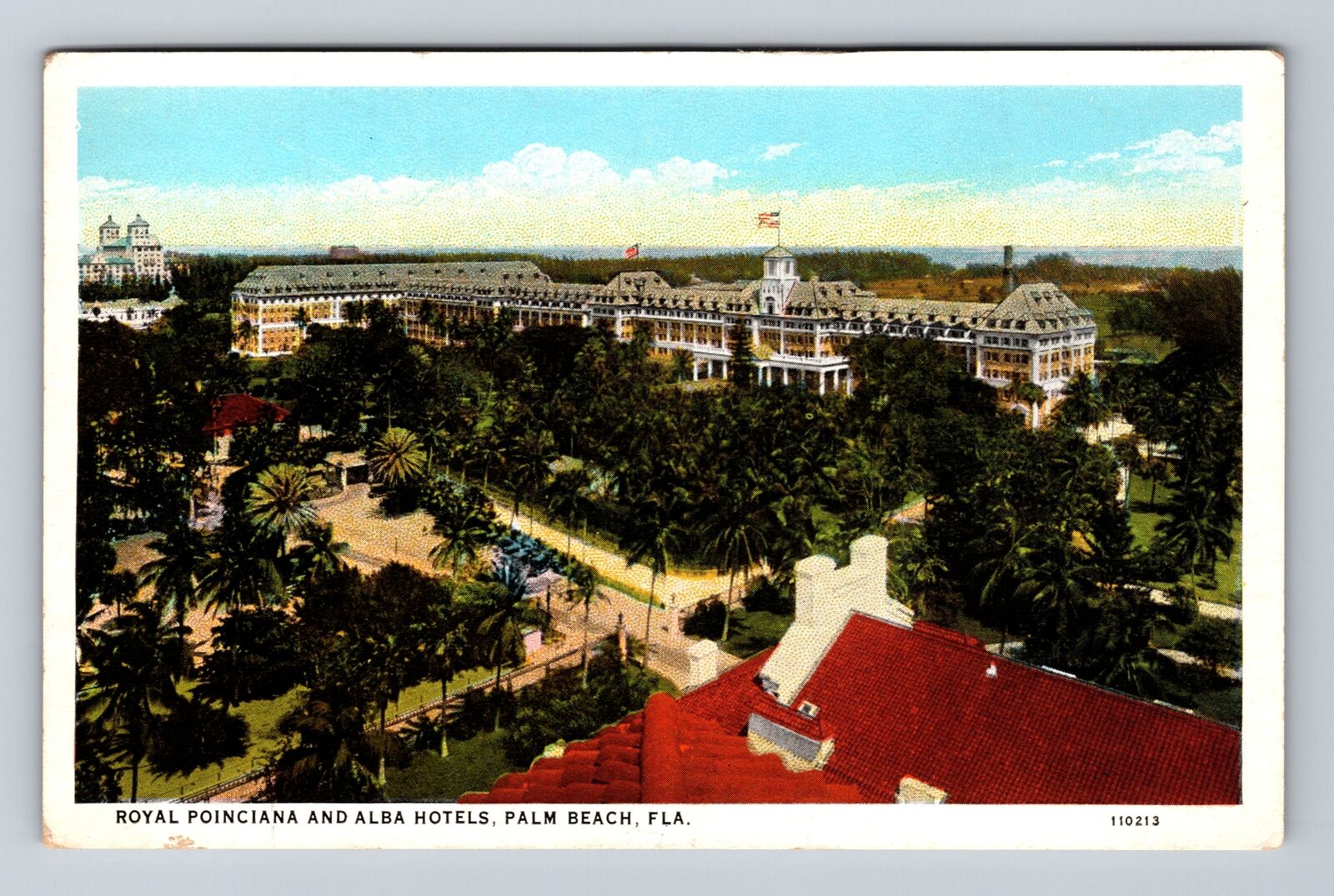 Palm Beach FL-Florida, Royal Poinciana and Alba Hotels, Vintage Postcard