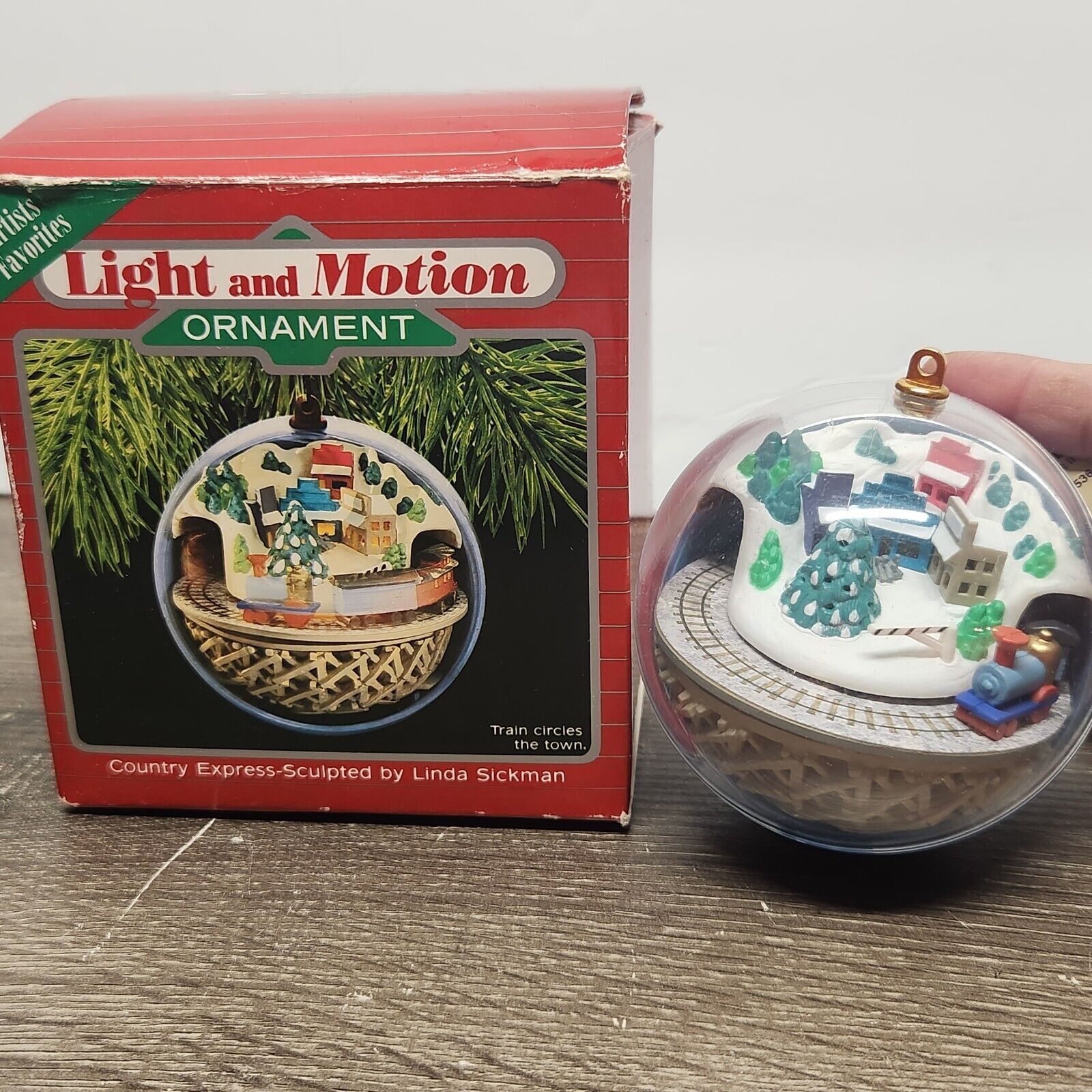 Vintage 1988 Hallmark Country Express Train Lights and Motion Ornament in Box