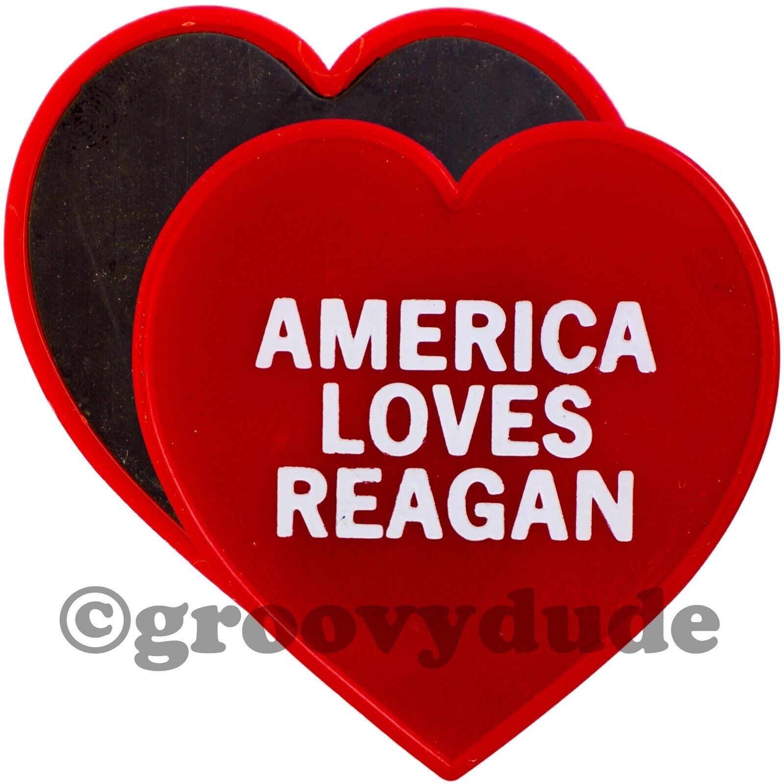 America Loves President Ronald Reagan - Political Campaign Plastic Fridge Magnet