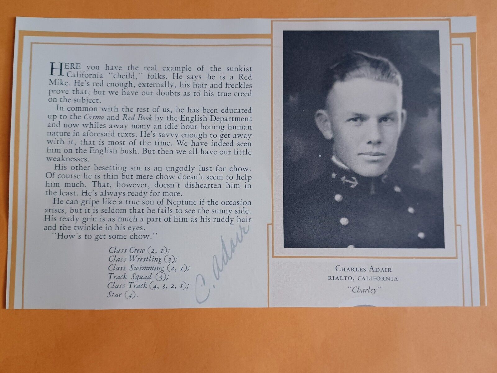 Charles L. Adair (d. 1993) & Philip Niekum Jr. (d. 1981) Signed Photo -WWII Navy