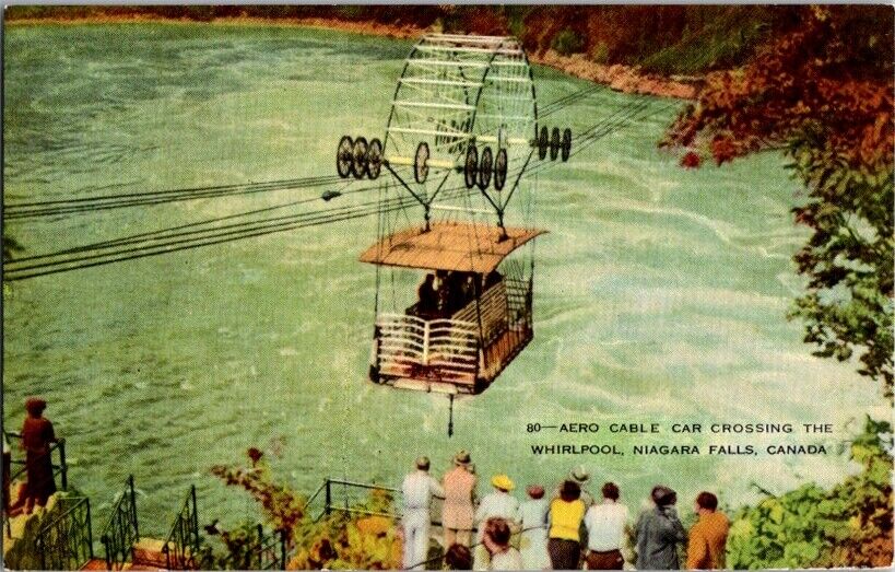 Vintage Postcard Aero Cable Car Crossing Whirlpool Niagara Falls CA Canada E-364