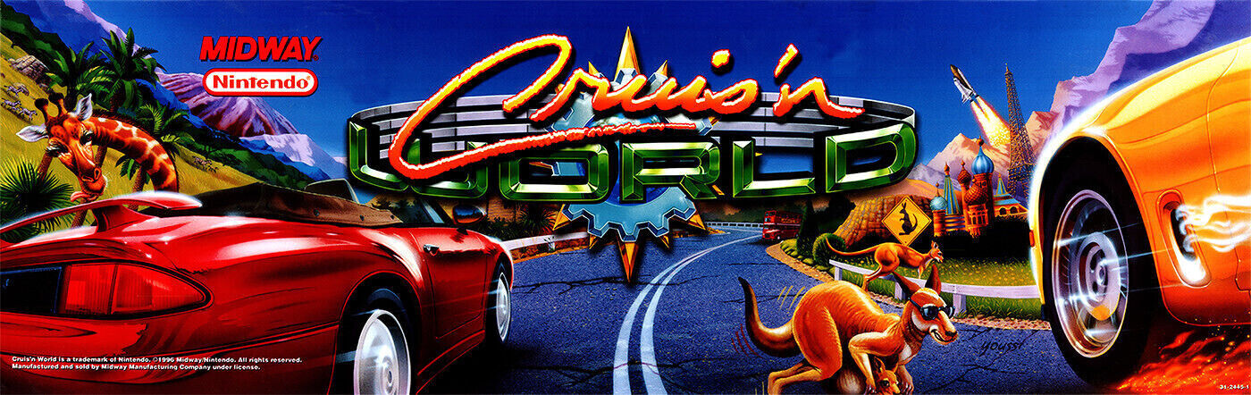 Cruis\'n (Cruisin) World Arcade Marquee/Sign (Dedicated 29\