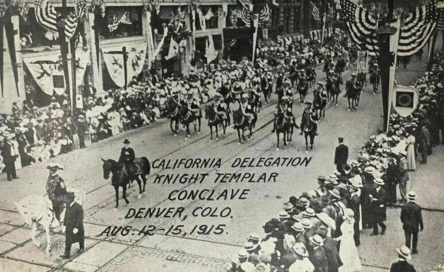 1915 California Delegation Knight Templar Conclave in Denver CO Parade Postcard
