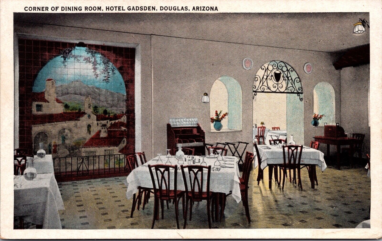 Postcard Corner of Dining Room, Hotel Gadsden in Douglas, Arizona~1984