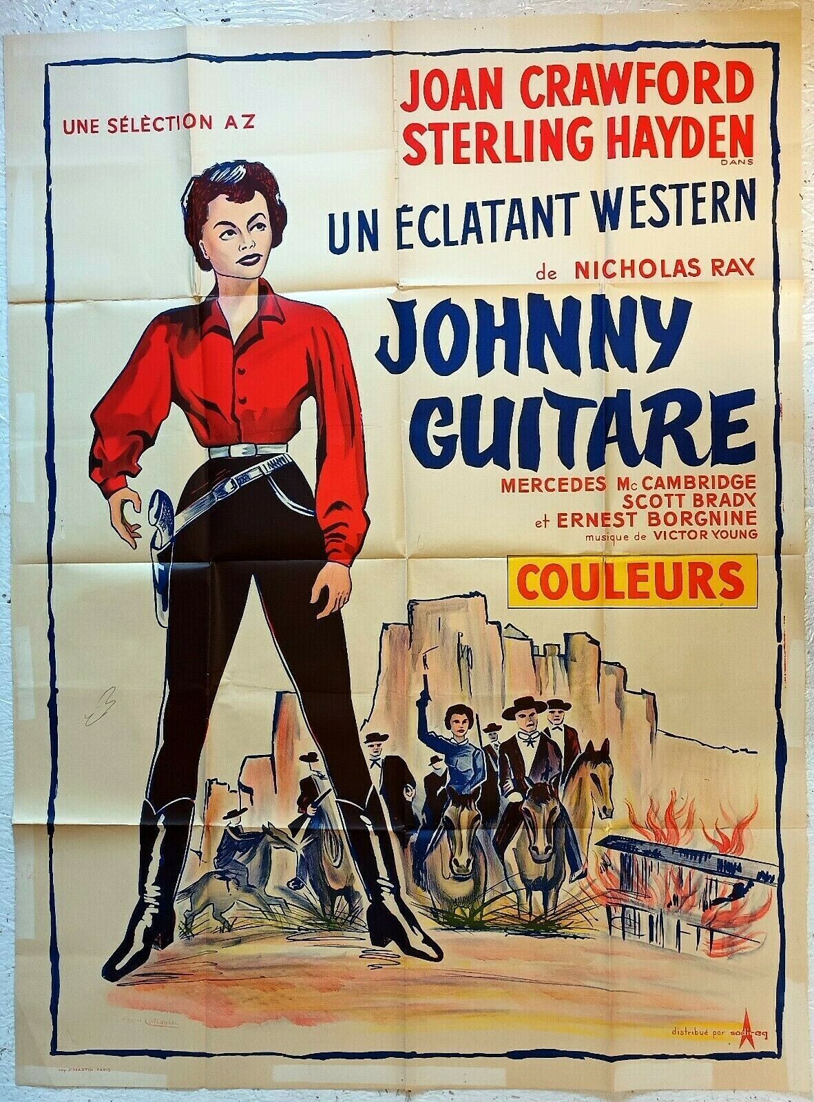 Poster Cinema Western Johnny Guitar Nicholas Ray Joan Crawford 47 3/16x63in