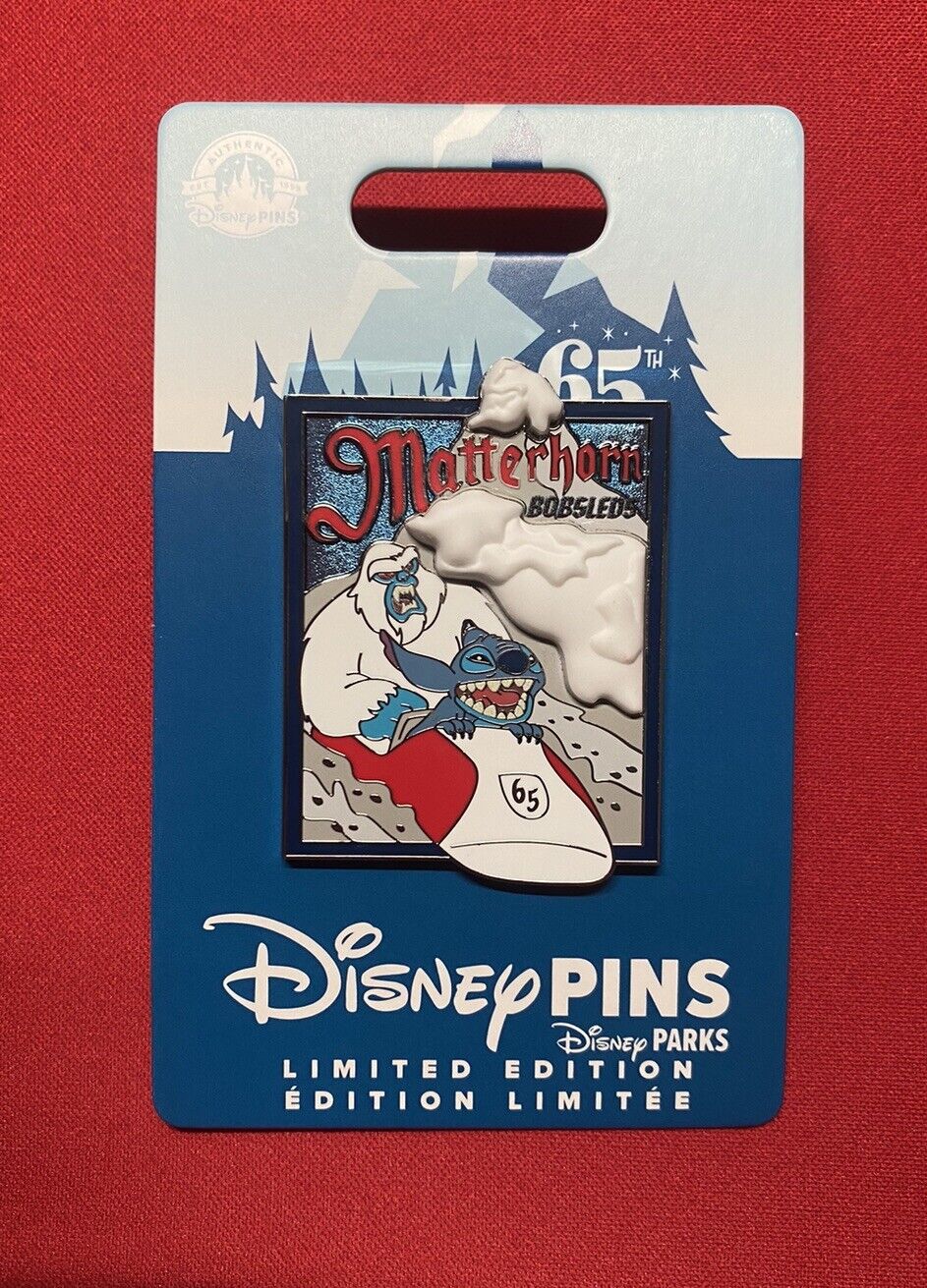 Disney Parks Disneyland Matterhorn Bobsleds 65th Anniversary Stitch LE 2000 Pin