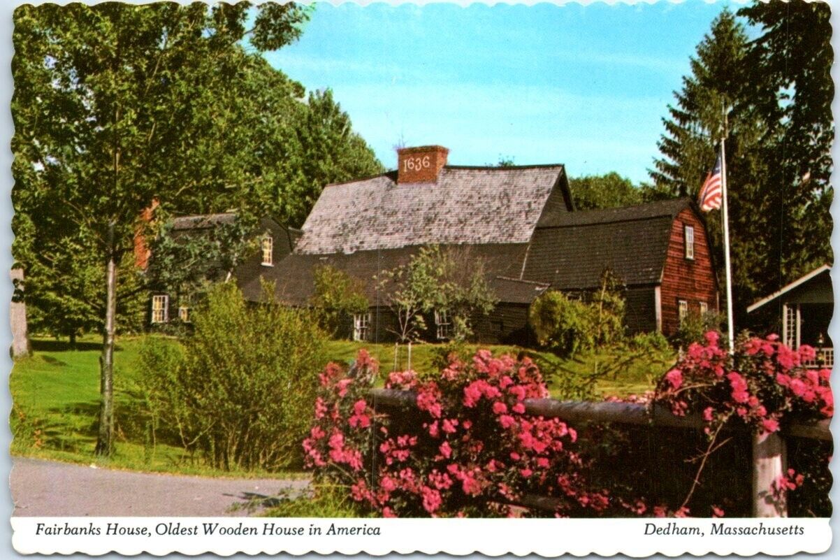 Postcard - Fairbanks House, Oldest Wooden House in America - Dedham, MA