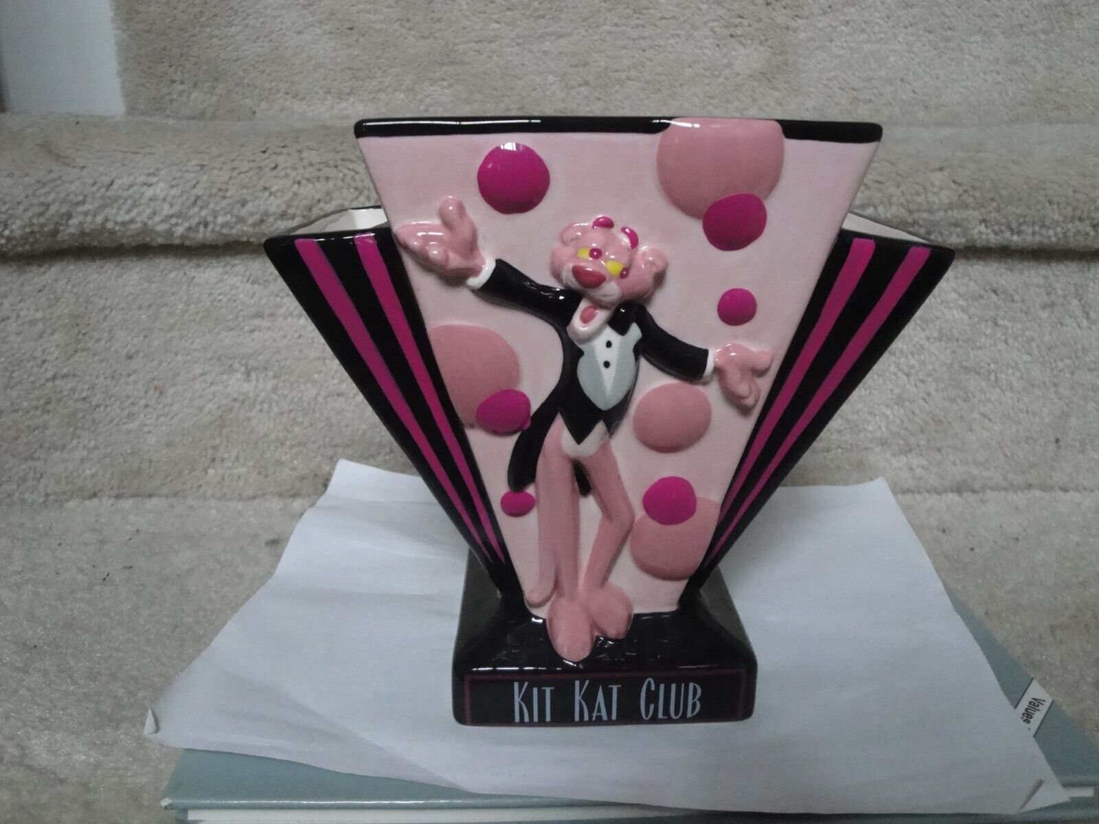 Vintage Pink Panther Kit Kat Club Vandor Art Deco Ceramic Vase MINT 