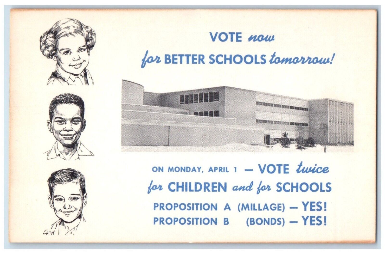 c1950\'s Vote Proposition A or B, Citizens for Schools Election Vintage Postcard