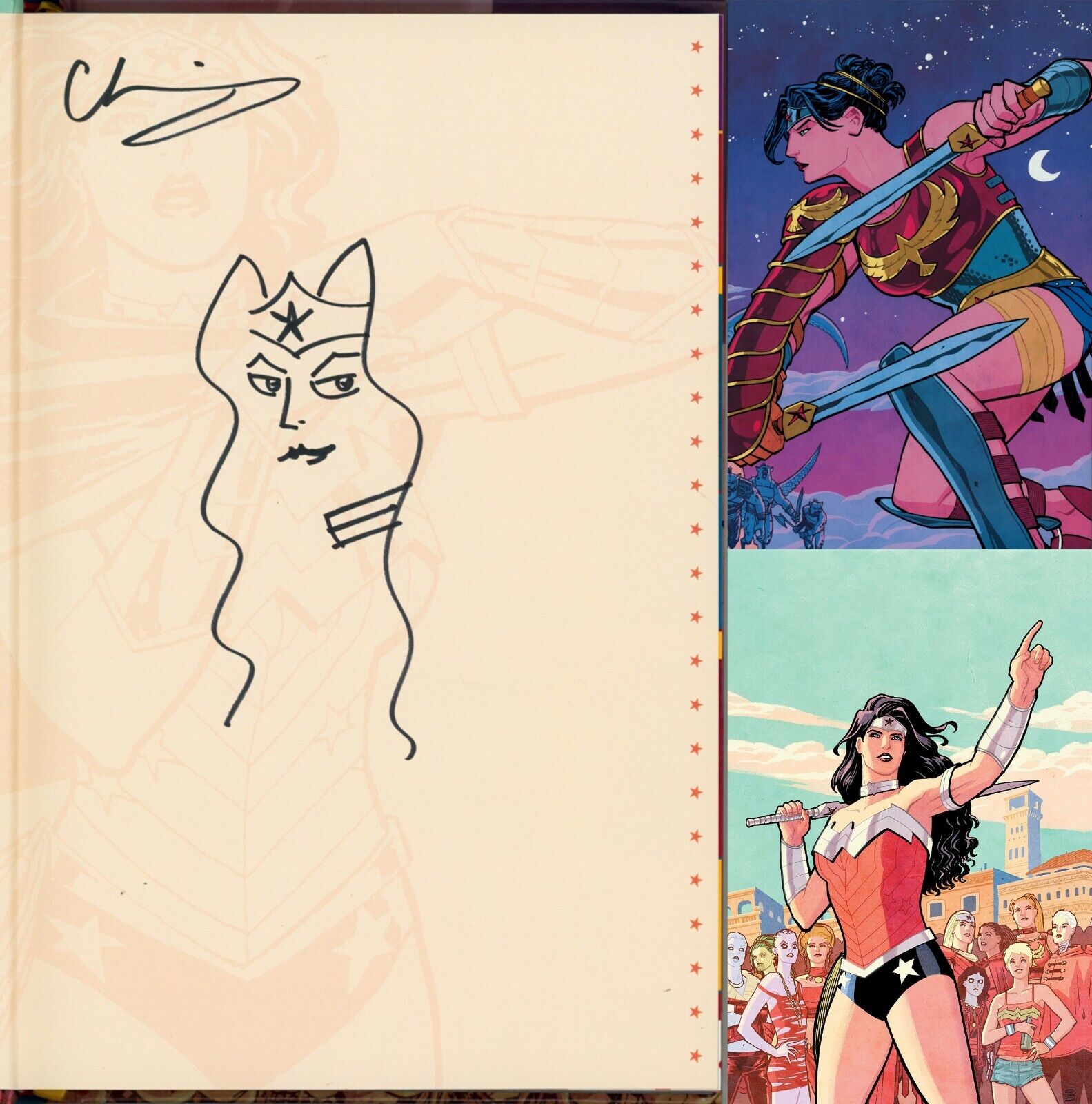 Cliff Chiang SIGNED w/ Original Art Sketch Absolute Wonder Woman Vol 2 Slipcase