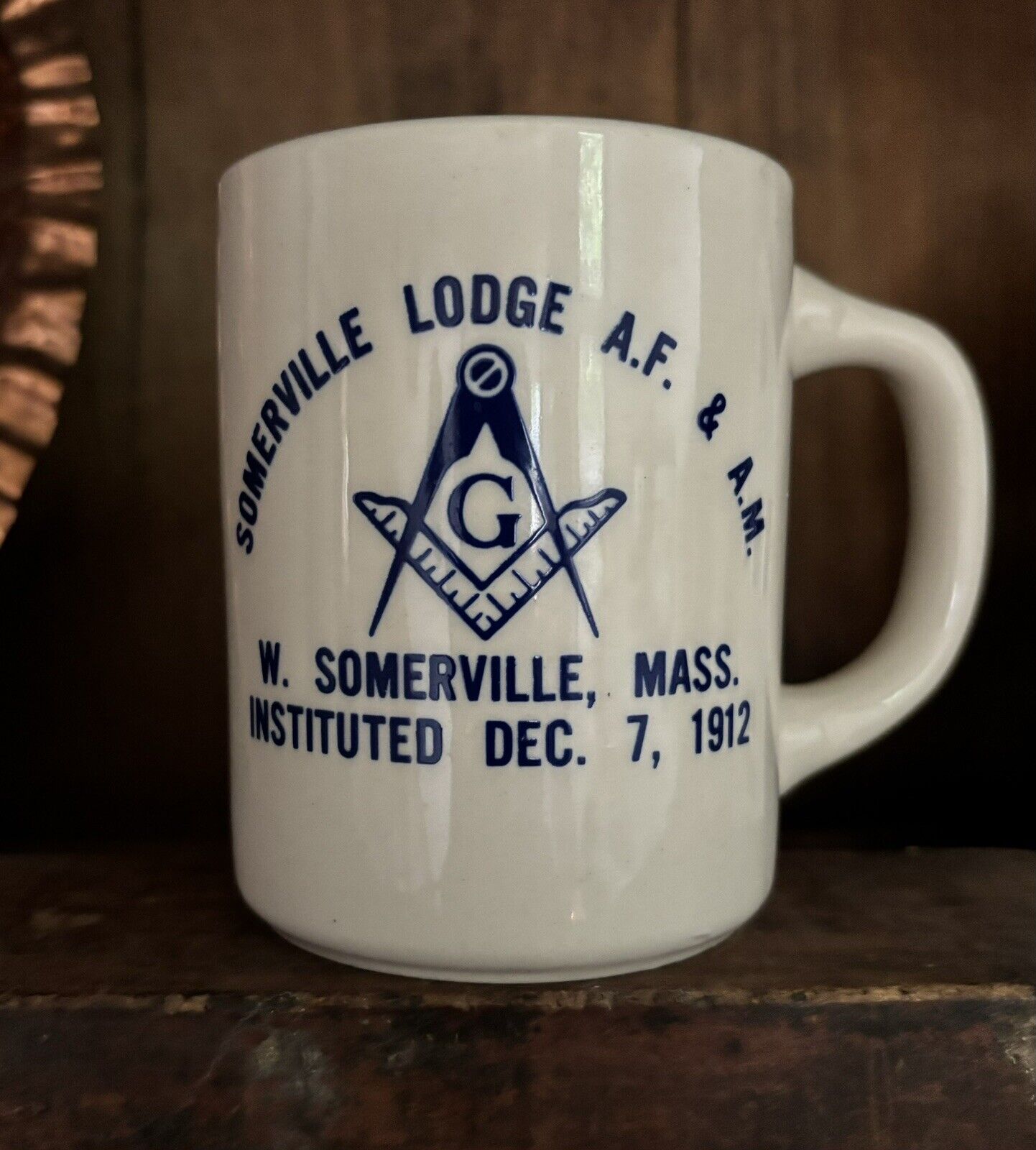 Somerville Massachusetts Masonic Lodge Vintage 1912 Commemorative Mug