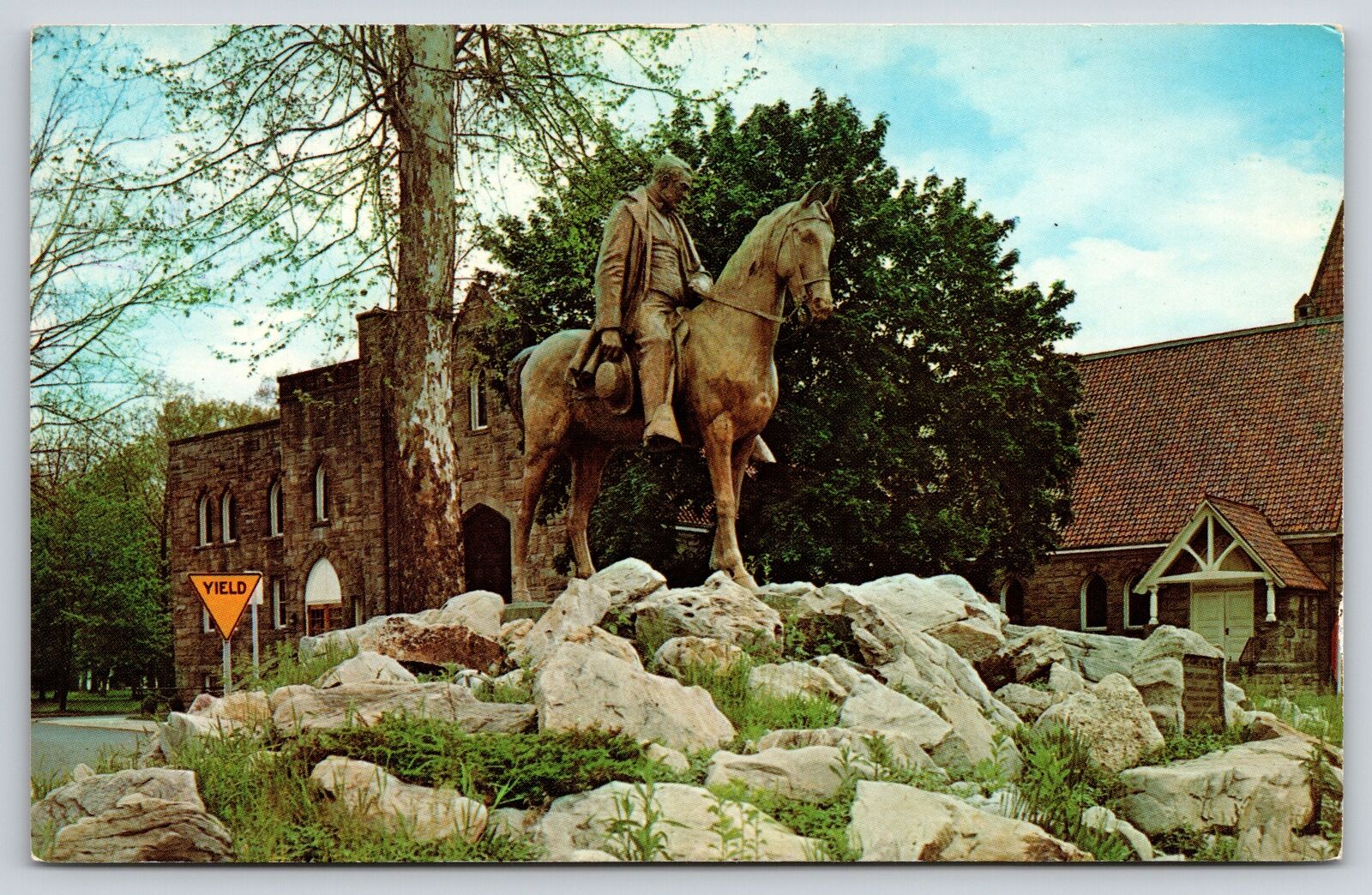 Elkins West Virginia~The Iron Horse Statue~Vintage Postcard