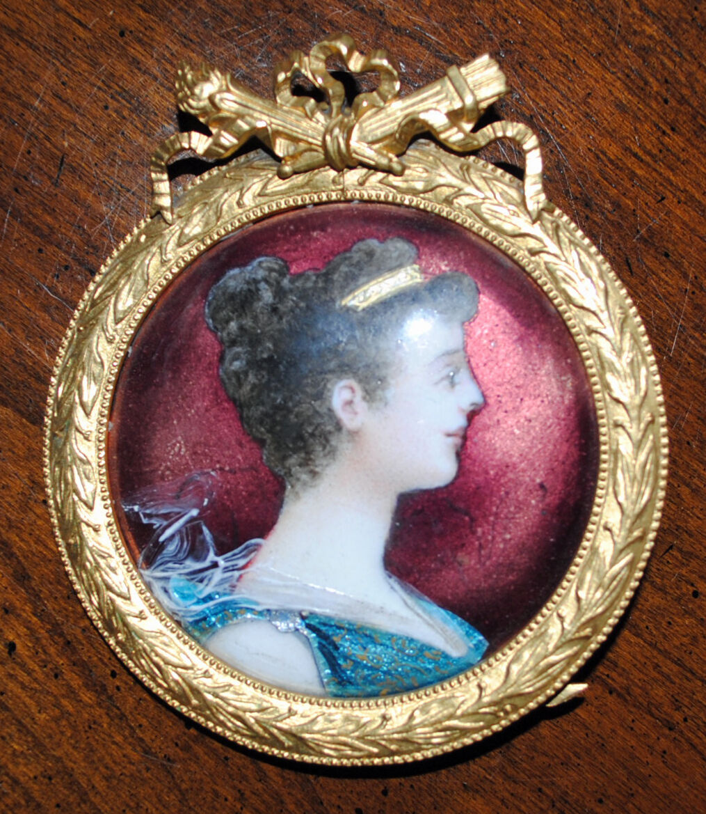 French Limoge Art - Napoleon Joséphine  Brass Frame Copper backed