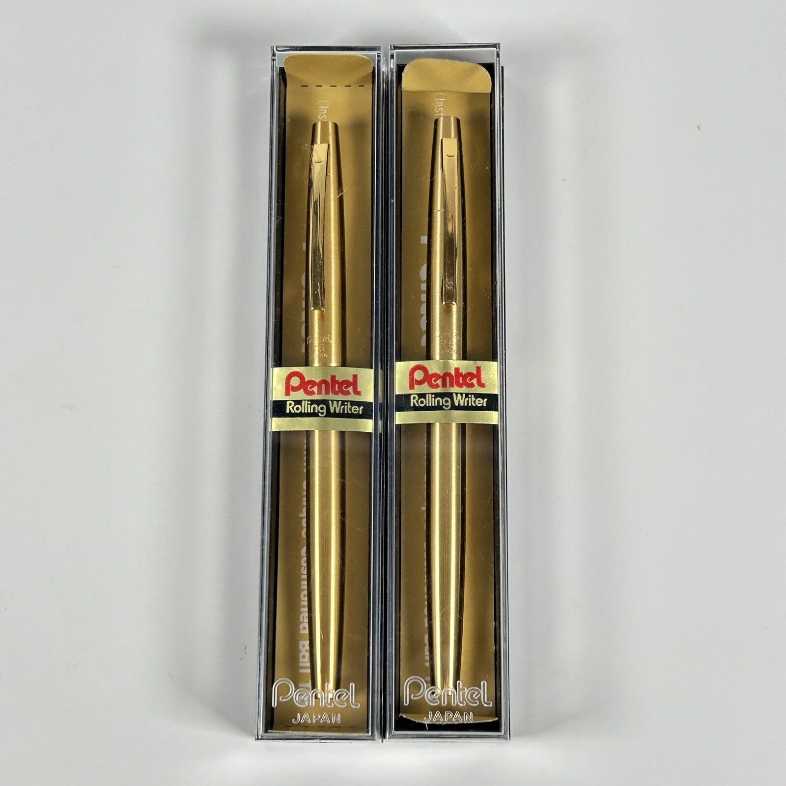 2 Vintage PENTEL Rolling Writer R6 Gold Rollerball Pens Japan NOS