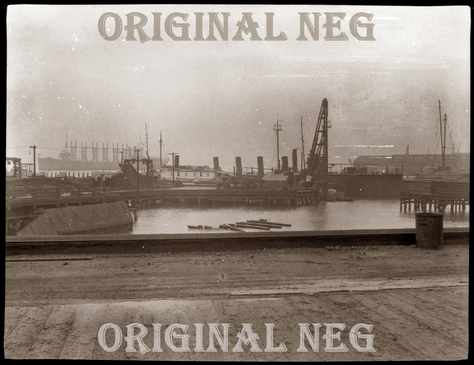 1910s Photo Negative STATEN ISLAND NY Naval Anchorage Collier USS Jason & DD-19