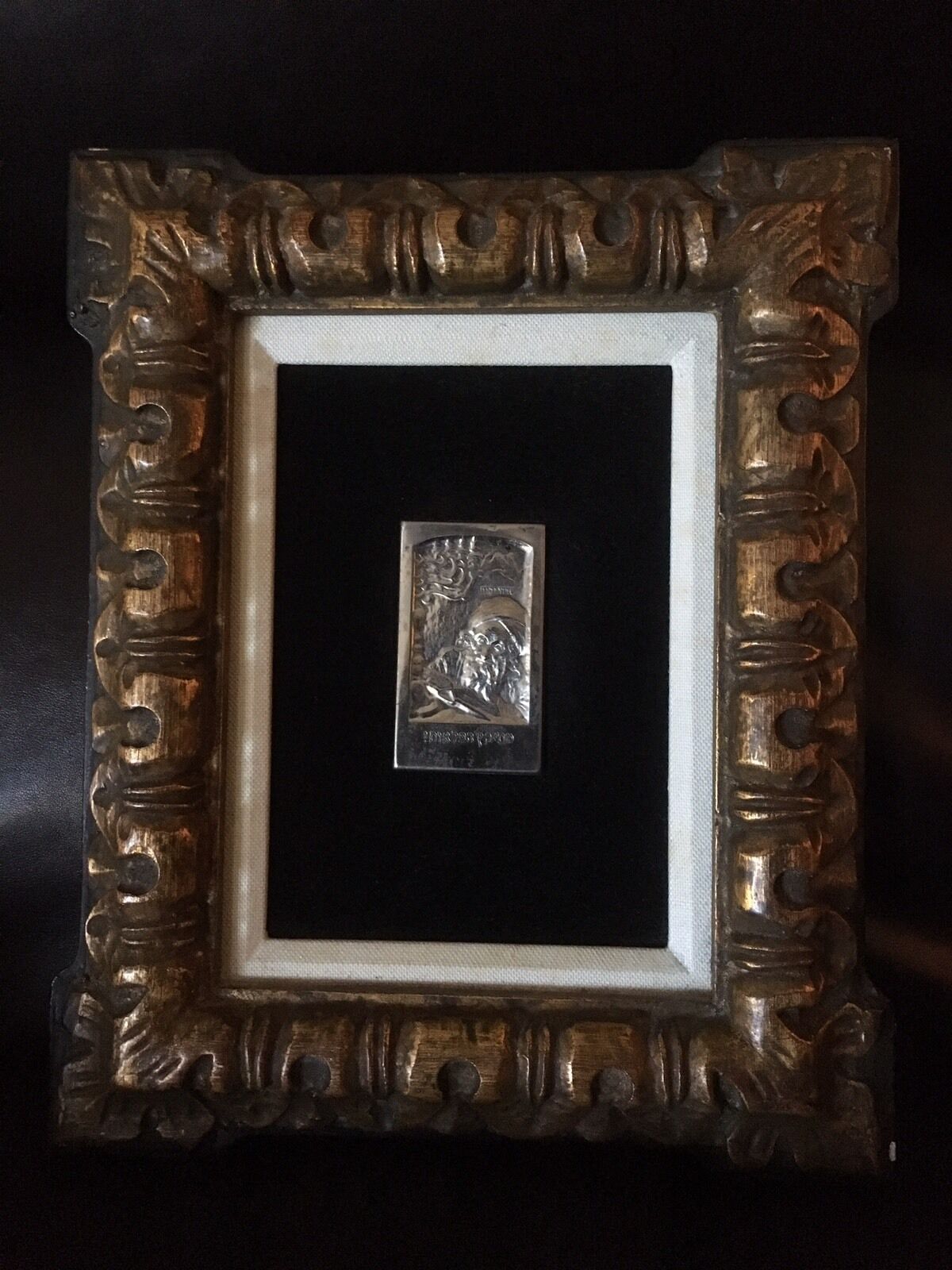 JEWISH Antique Framed,  Bezalel Silver plaque after Boris Schatz Judaica “