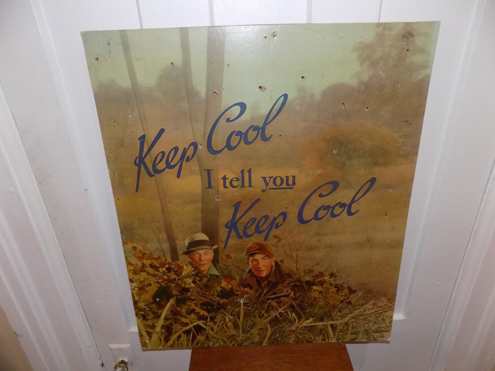 Vintage Keep Cool I Tell Keep Cool Hunting Cardboard Store Display Sign