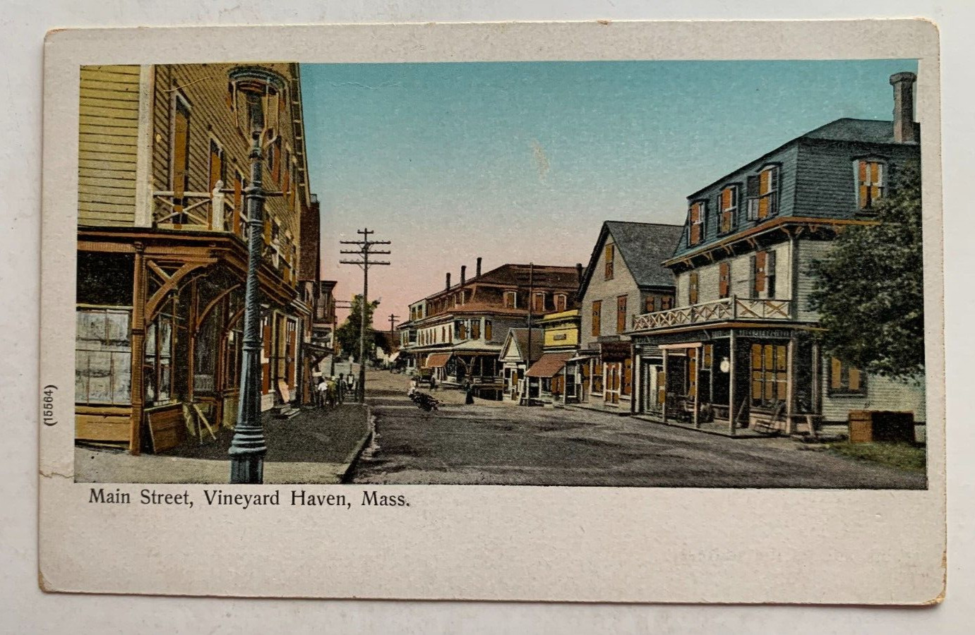 c 1900s MA Postcard Martha\'s Vineyard Vineyard Haven Main Street stores Reichner