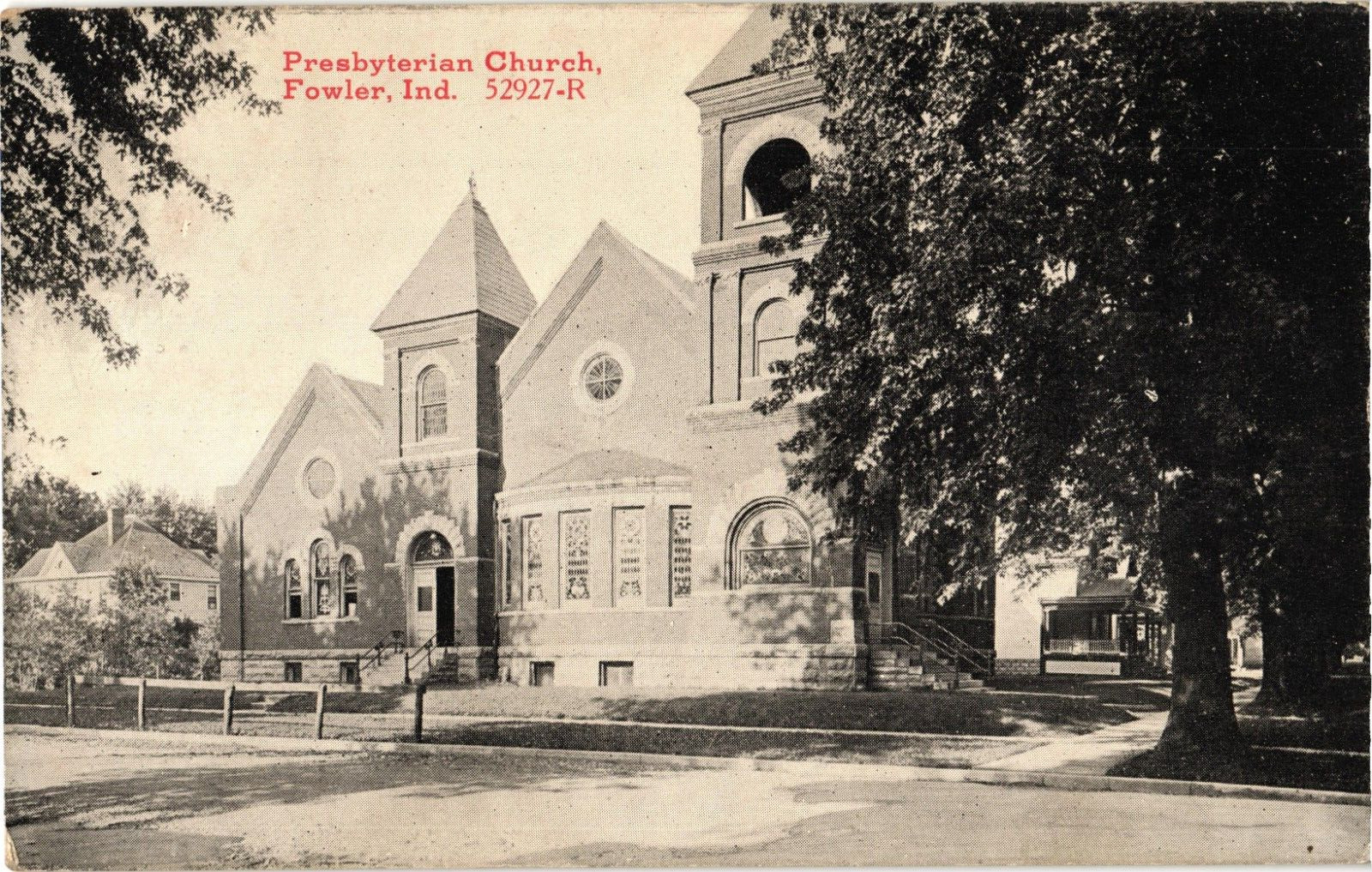 Presbyterian Church Fowler Indiana Divided Postcard c1910s
