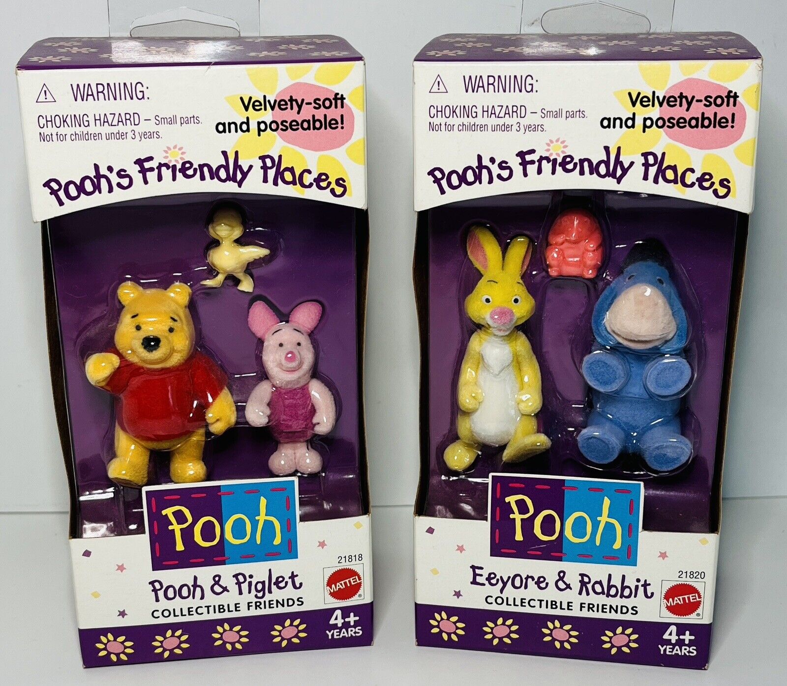 Pooh\'s Friendly Places Set Of 2 Eeyore & Rabbit and Pooh & Piglet NIB 1998 VTG