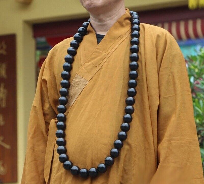 Ebony Wood Shaolin Monk Prayer Mala Beads Necklaces Kung Fu Buddha Master Suit