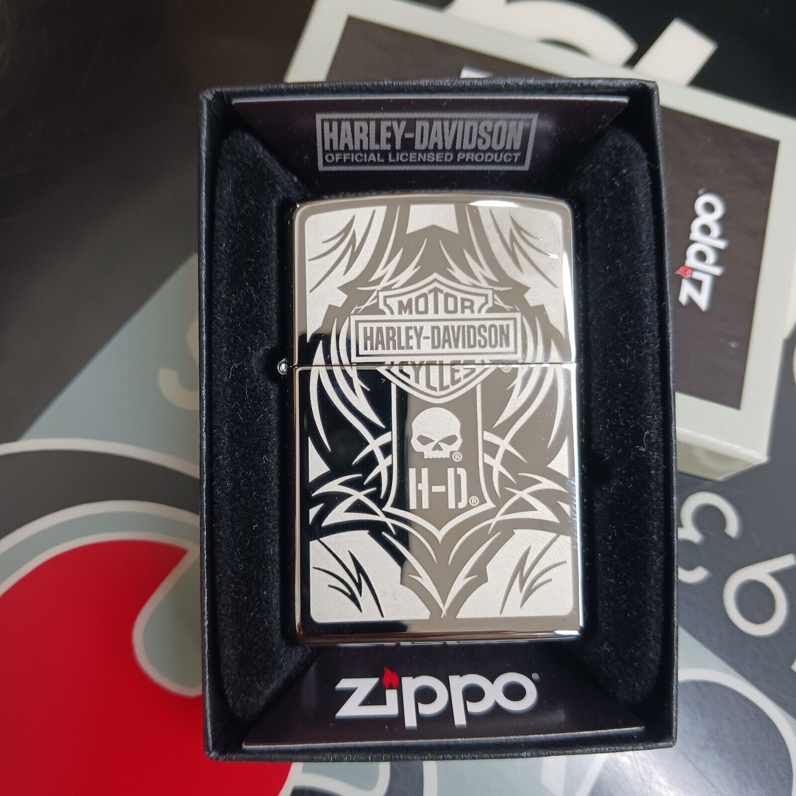 Zippo Harley Davidson Laser Engrave 28981 High Polish Chrome