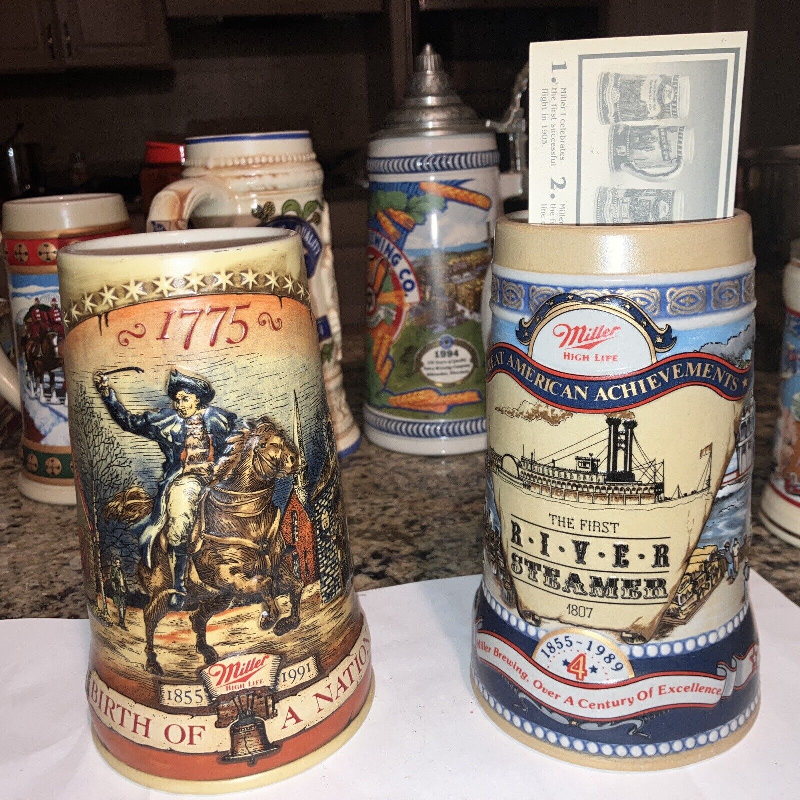 Vintage 1990\'s Miller Birth Of A Nation Series Beer Steins - Set of 3