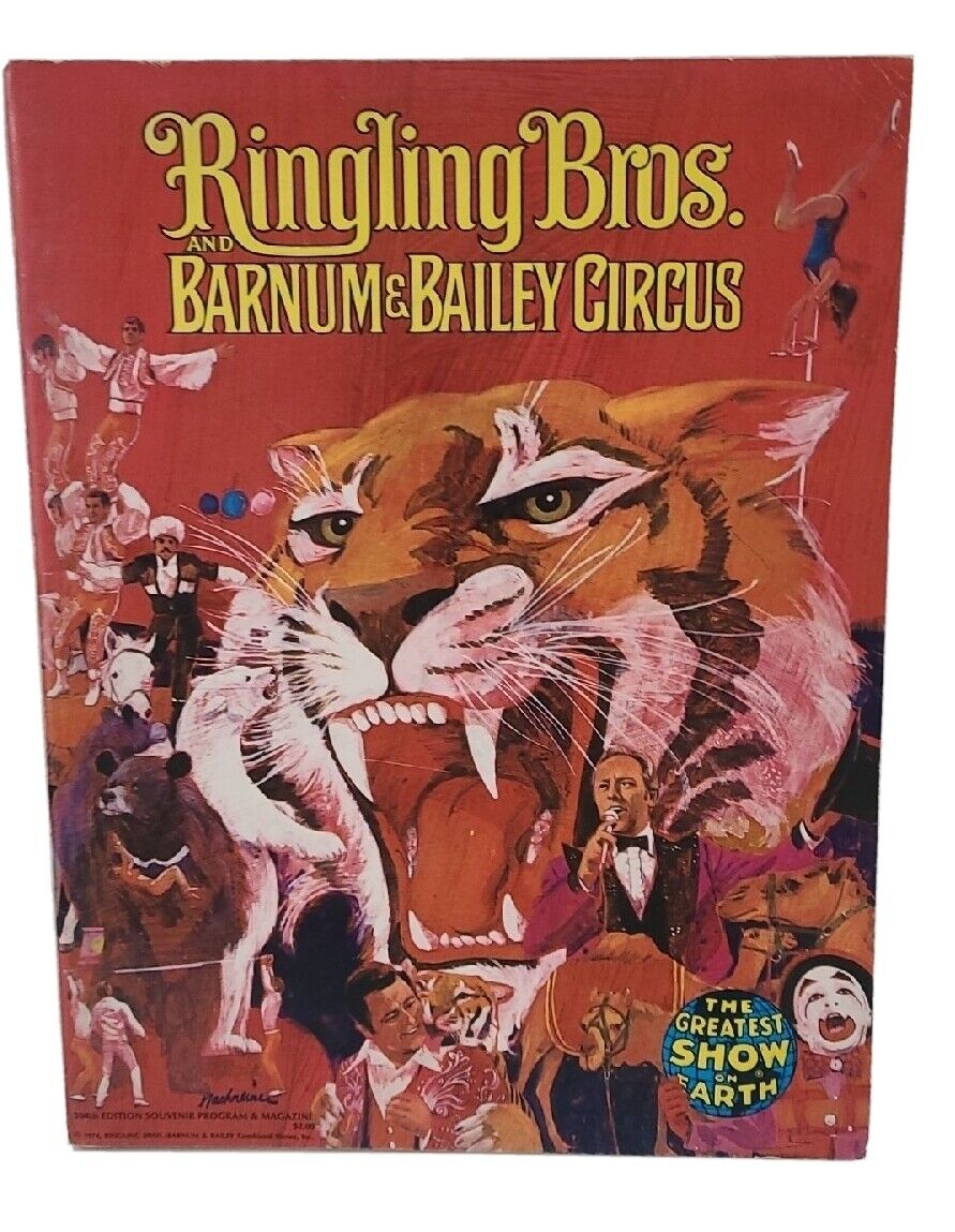 Ringling Bros & Barnum & Bailey Circus 104th Souvenir Program Book Vintage 1974⬇