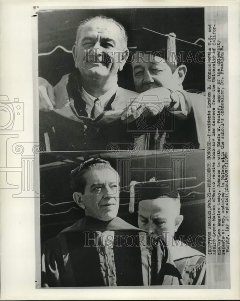 1964 Press Photo President Johnson and Mexico\'s President Mateos at UCLA