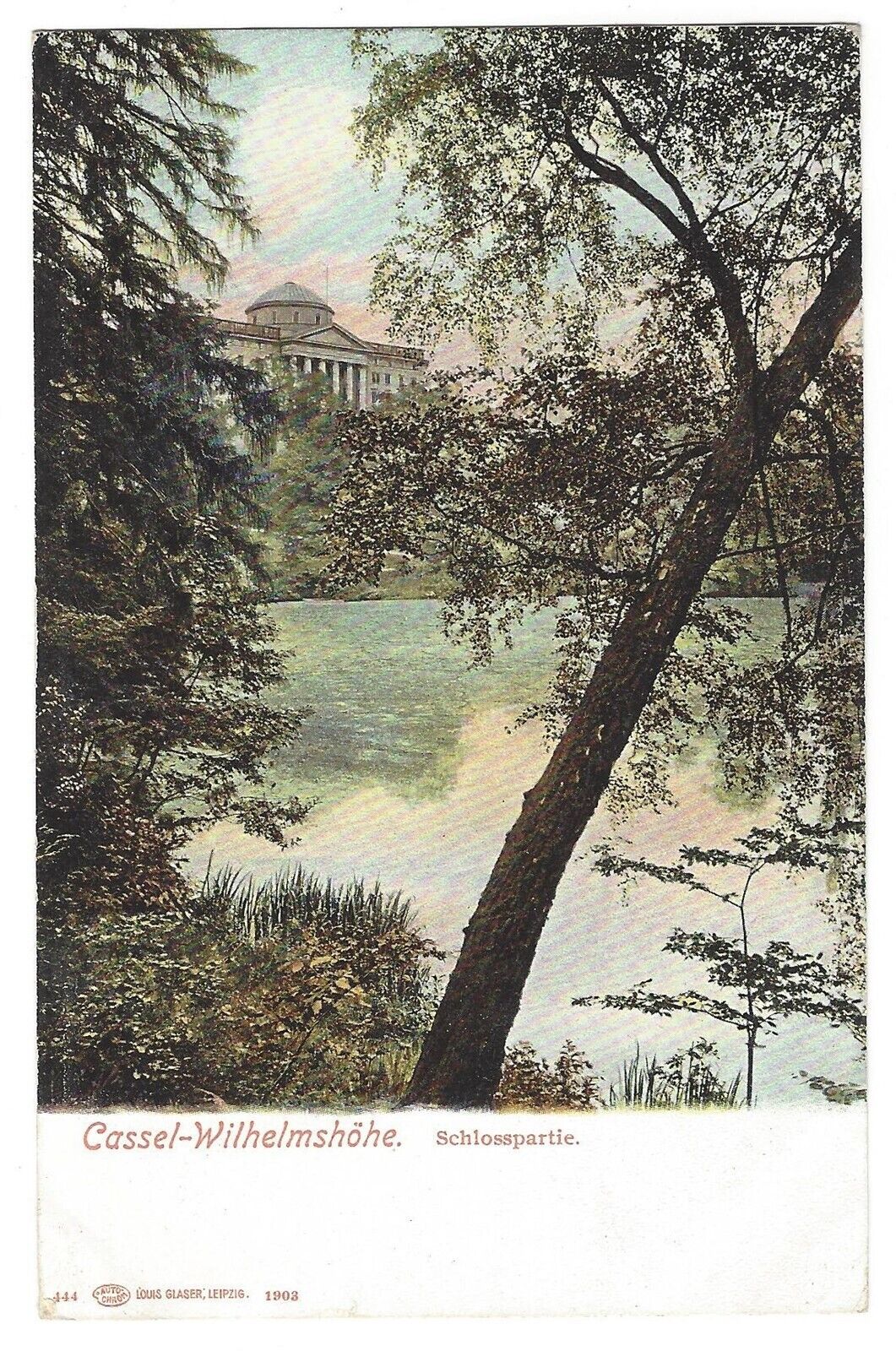 Vintage 1903 Germany Cassel Wilhelmshohe Schlosspartie Postcard Old Water View