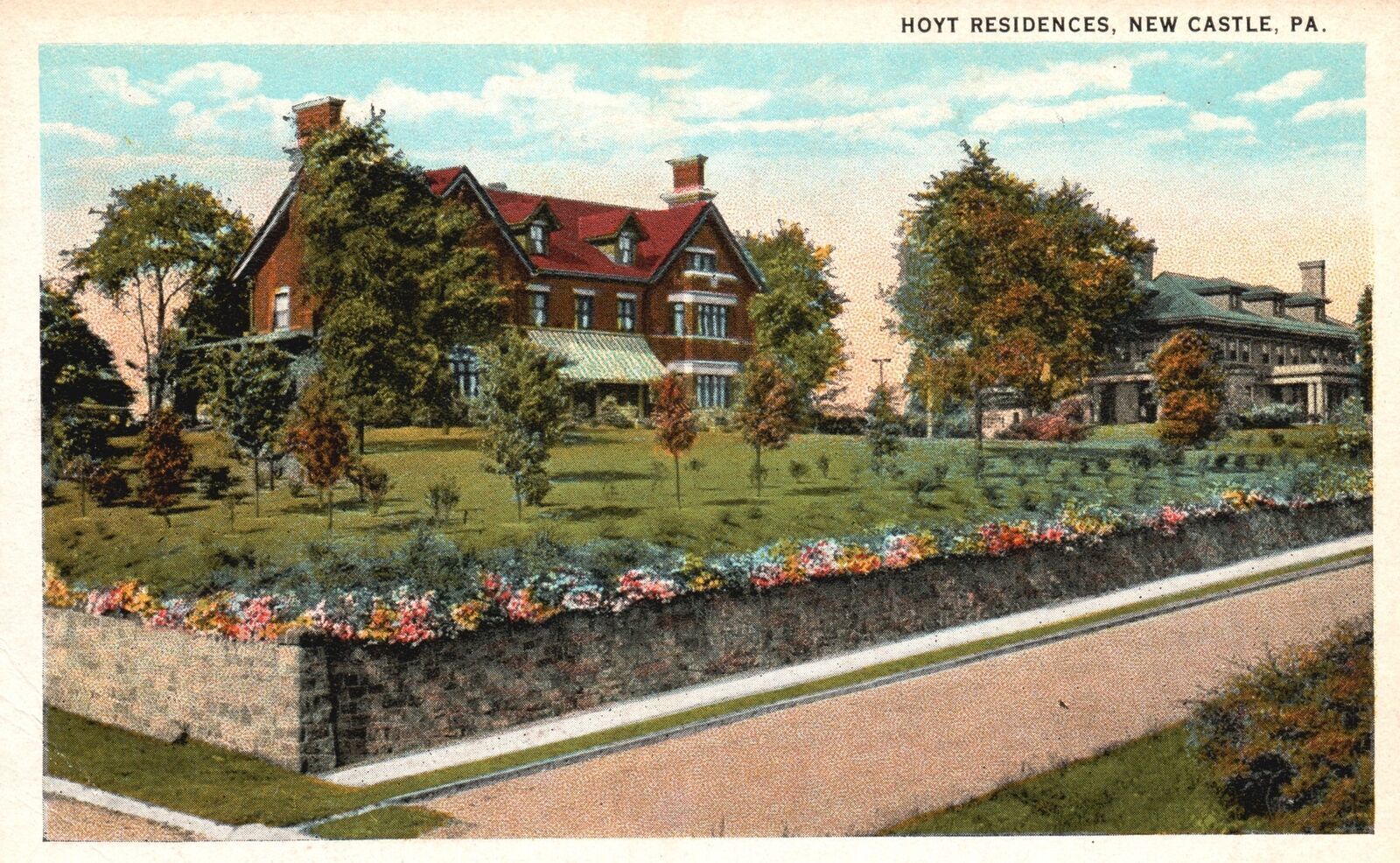 Hoyt Residence Flower Garden View Outside New Castle Pennsylvania PA Postcard