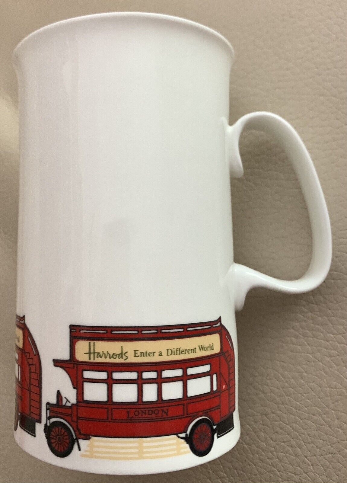 Harrods Of London bone china Mug With double decker bus London 1980-82