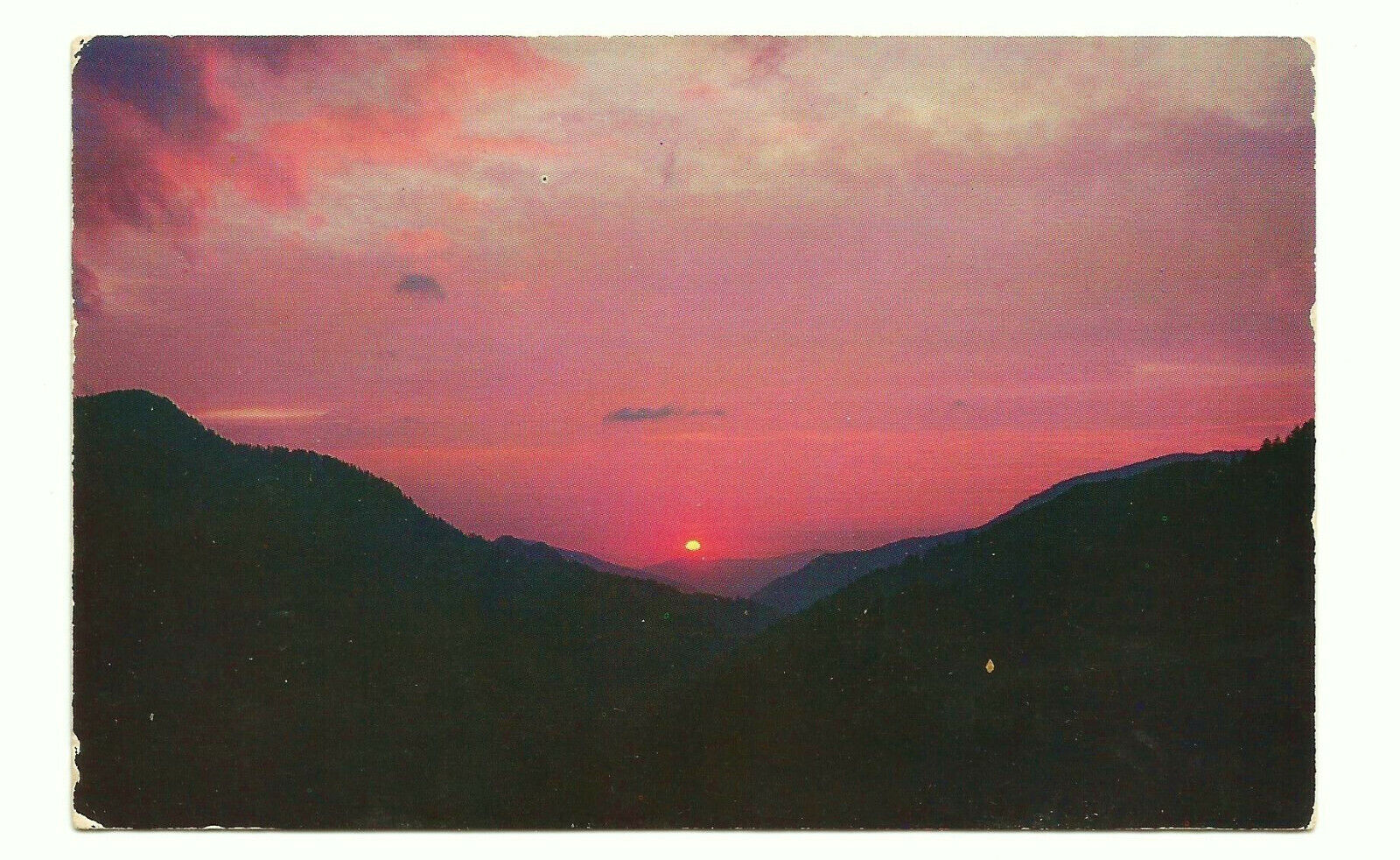 Sunset Smoky Mountain TN Postcard US 441 Little Pigeon River c1950s