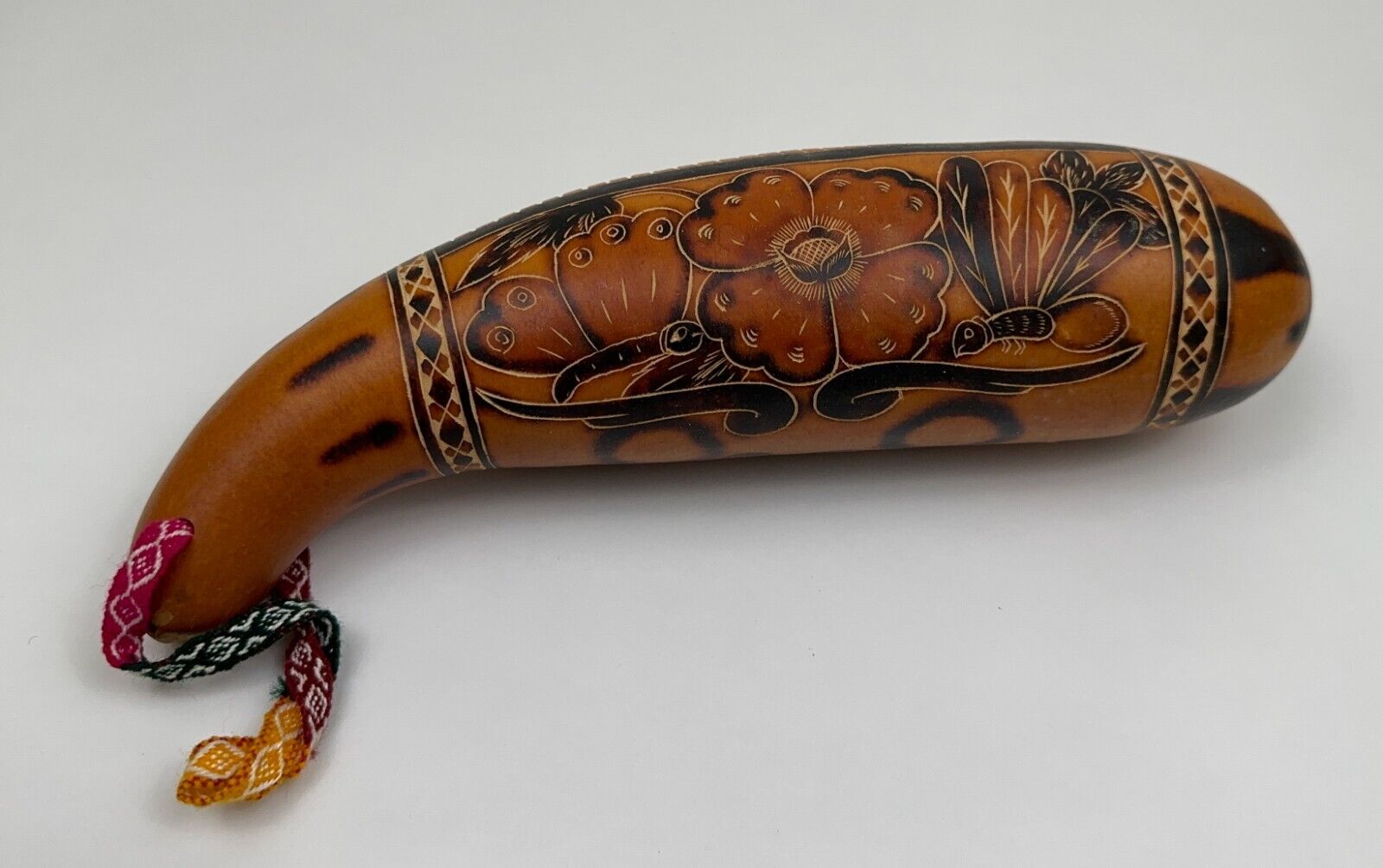 Gourd Guiro Hand Carved Andes Region Peru Wood Instrument 