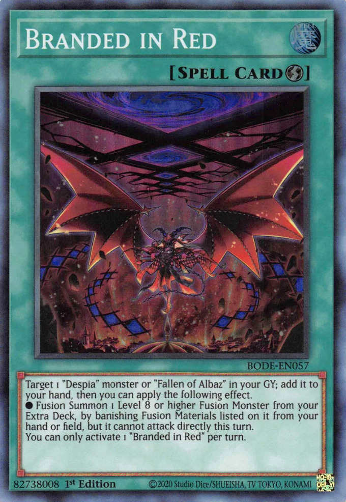 YUGIOH BRANDED IN RED SUPER RARE 1ST EDITION GOOD CONDITION BODE-EN057