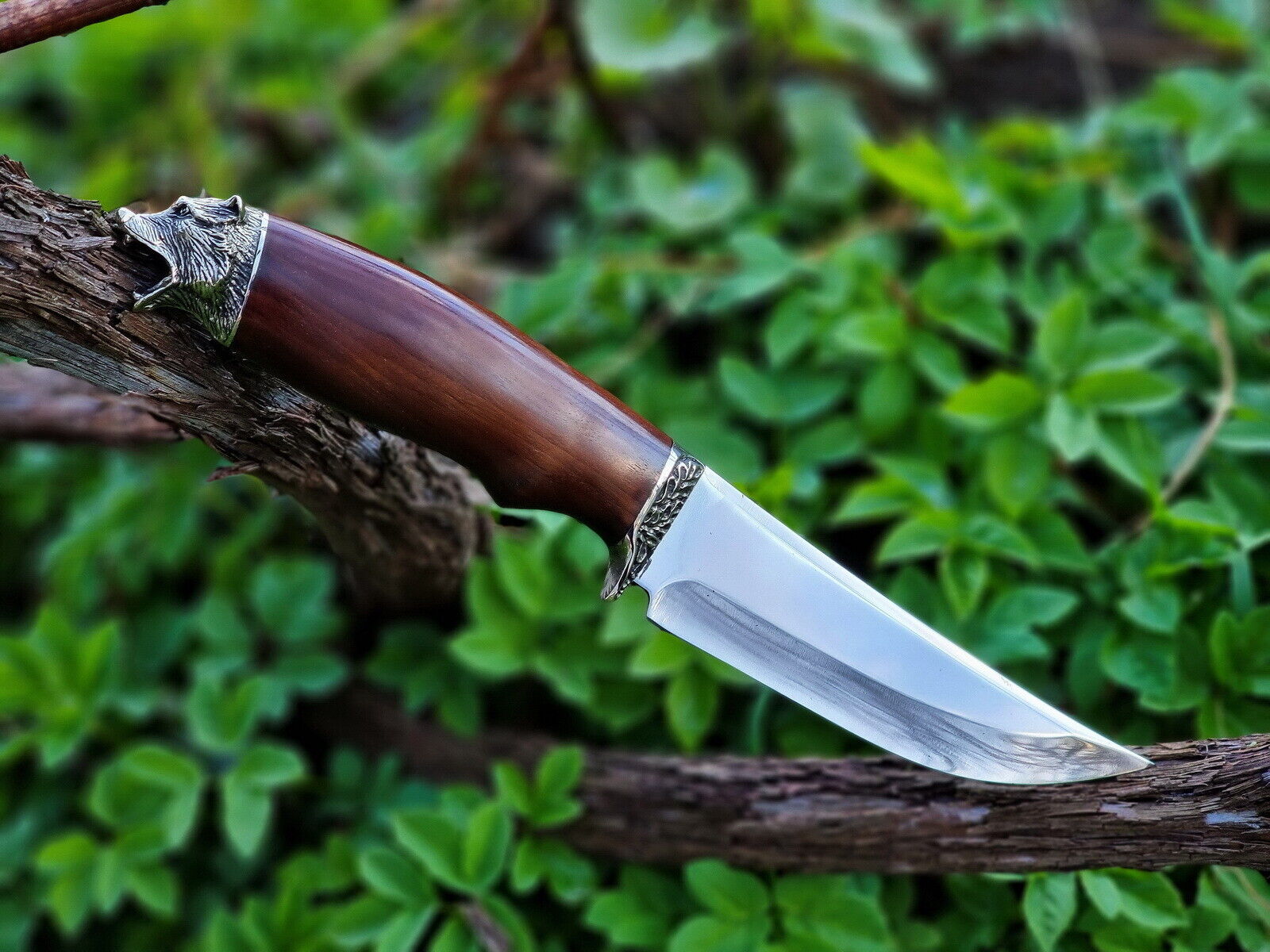 Author\'s Tourist, Hunting, Kitchen Handmade Knife BROWN BEAR + Leather Sheath