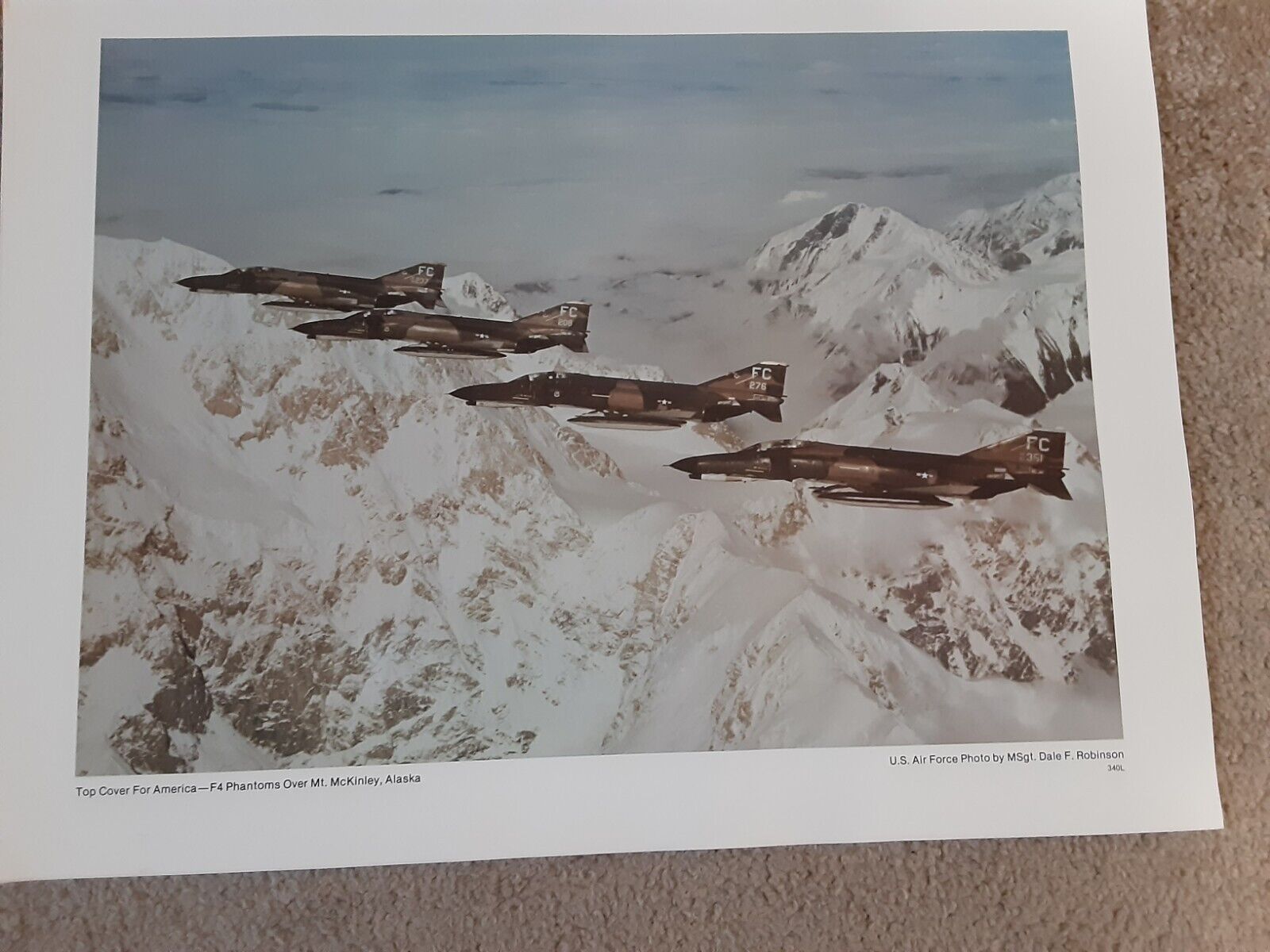 VTG F-4 PHANTOMS OVER MT.MCKINLEY,ALASKA U.S.AIR FOR E PHOTOGRAPH 22 BY 17