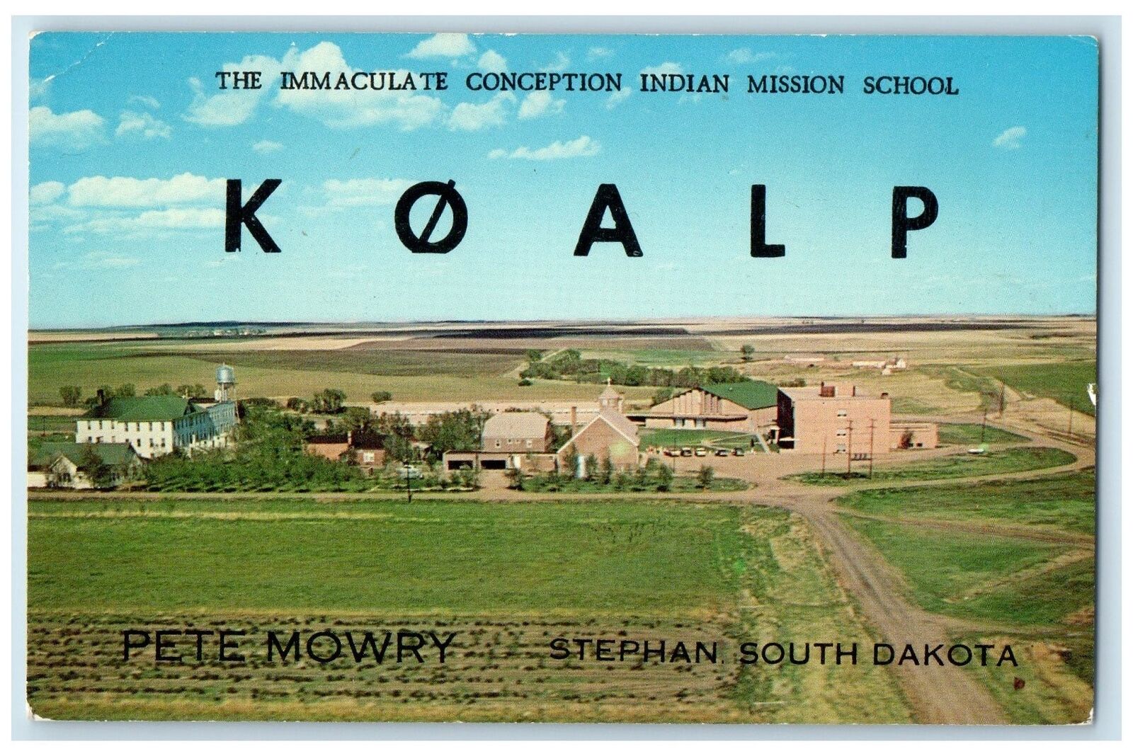 c1960's QSL Ham Radio Shack Indian Mission School Stephan South Dakota Postcard