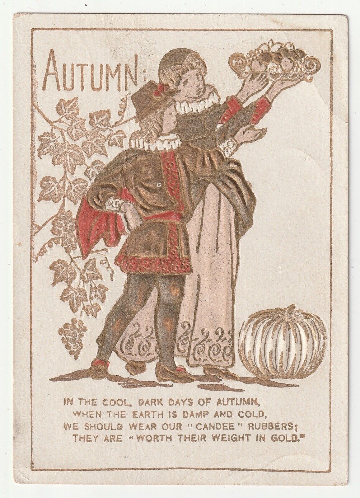 c1880s Autumn Scene~Victorian Boot Advertisement~Berrysburg PA ~Trade Card