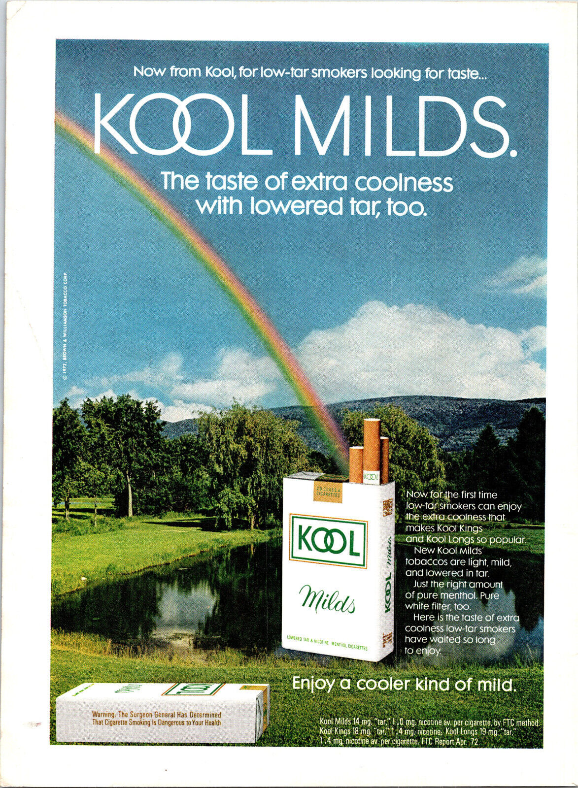Vintage 1972 Kool Cigarettes The Taste Of Extra Coolness Print Advertisement