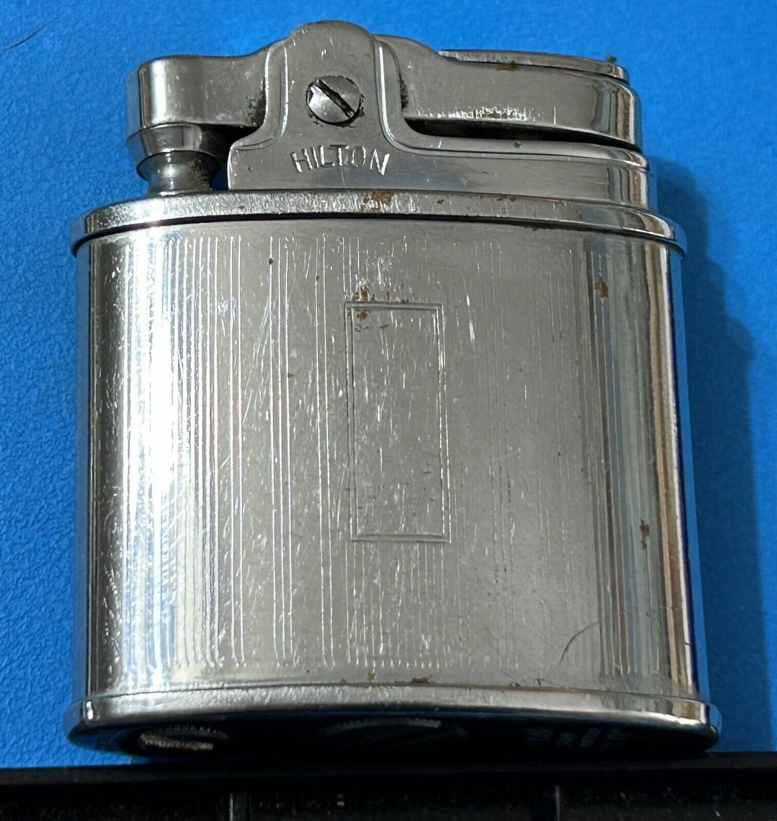 Vintage Hilton Double Sided Embossed Windproof lighter, Chrome