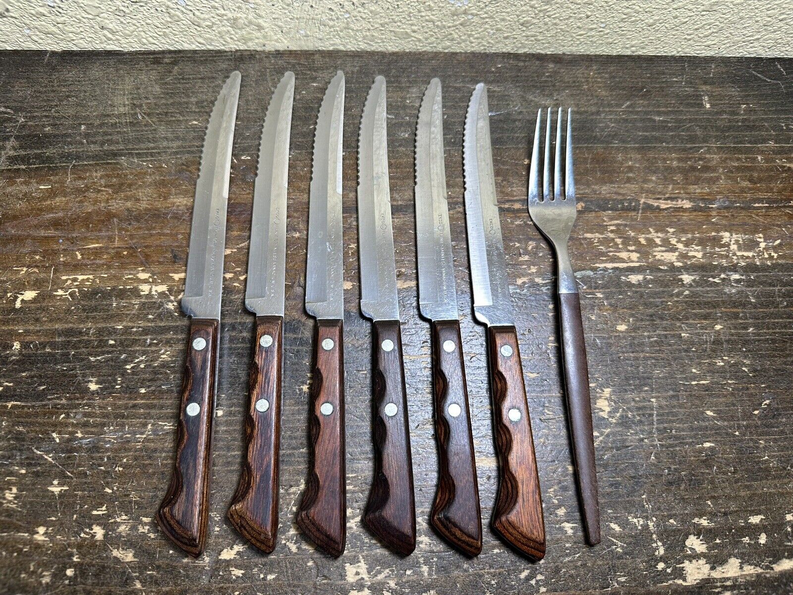 Ekco Flint Steak Set Vintage Knife\'s Stainless Vanadium Made in U.S.A One Fork