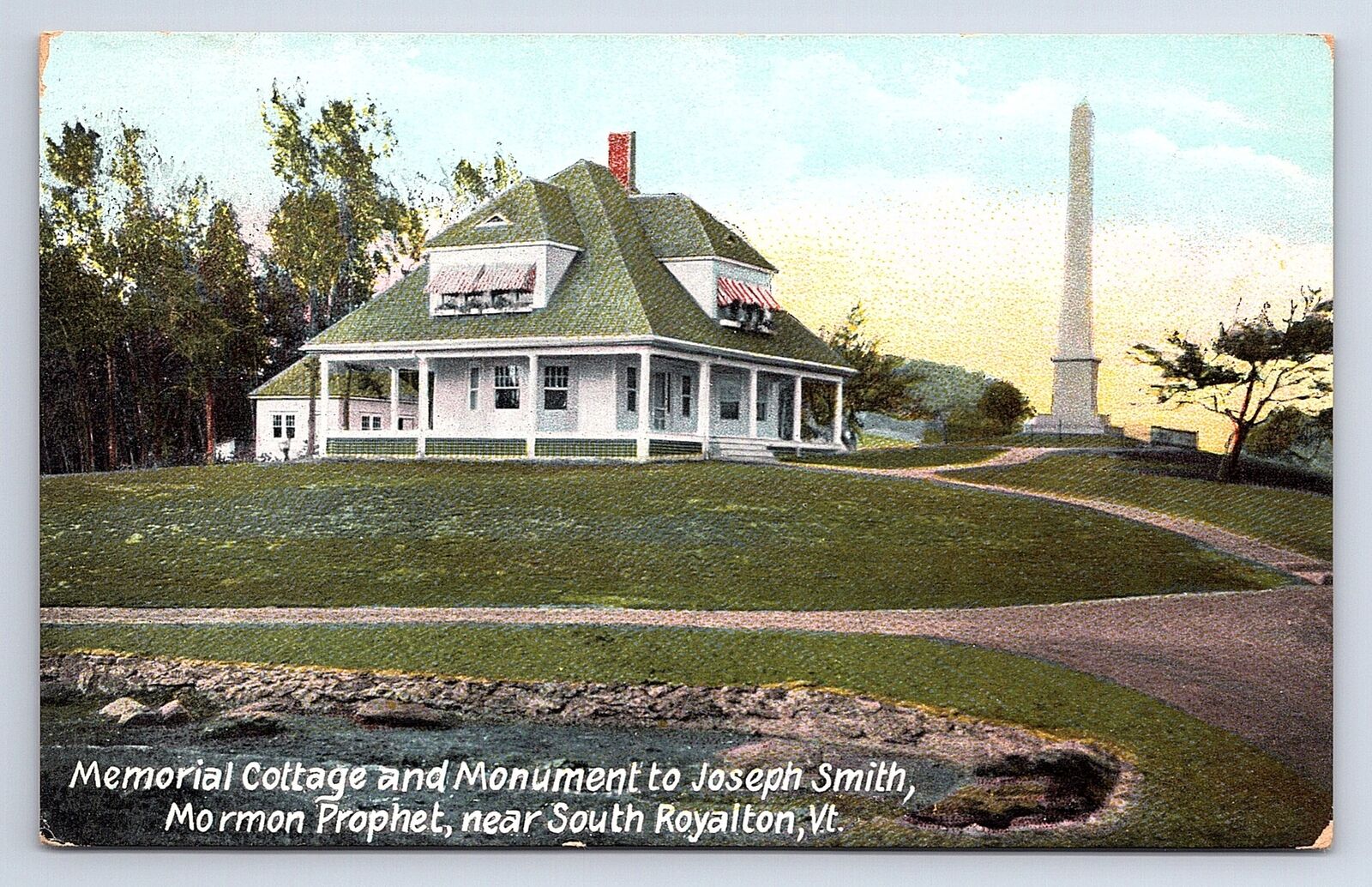 Postcard Monument To Joseph Smith Mormon Prophet South Royalton Vermont