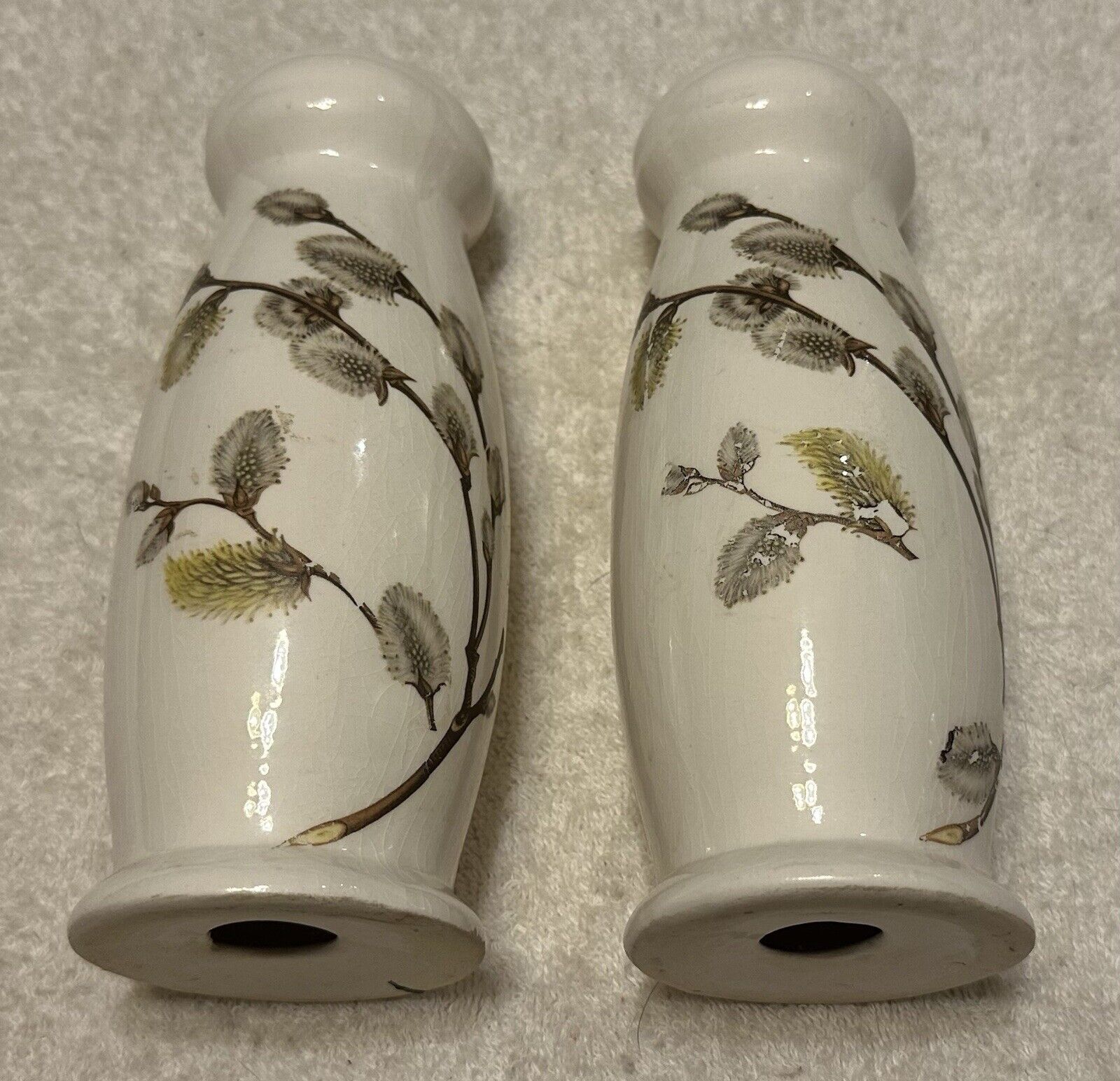 Large Vintage Pussy Willow Salt and Pepper Shakers No Stoppers