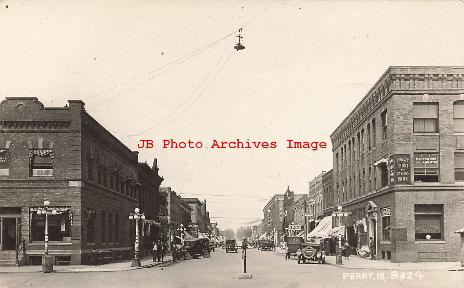 IA, Perry, Iowa, RPPC, Street Scene, Business Section, Bank, 1921 PM, Photo